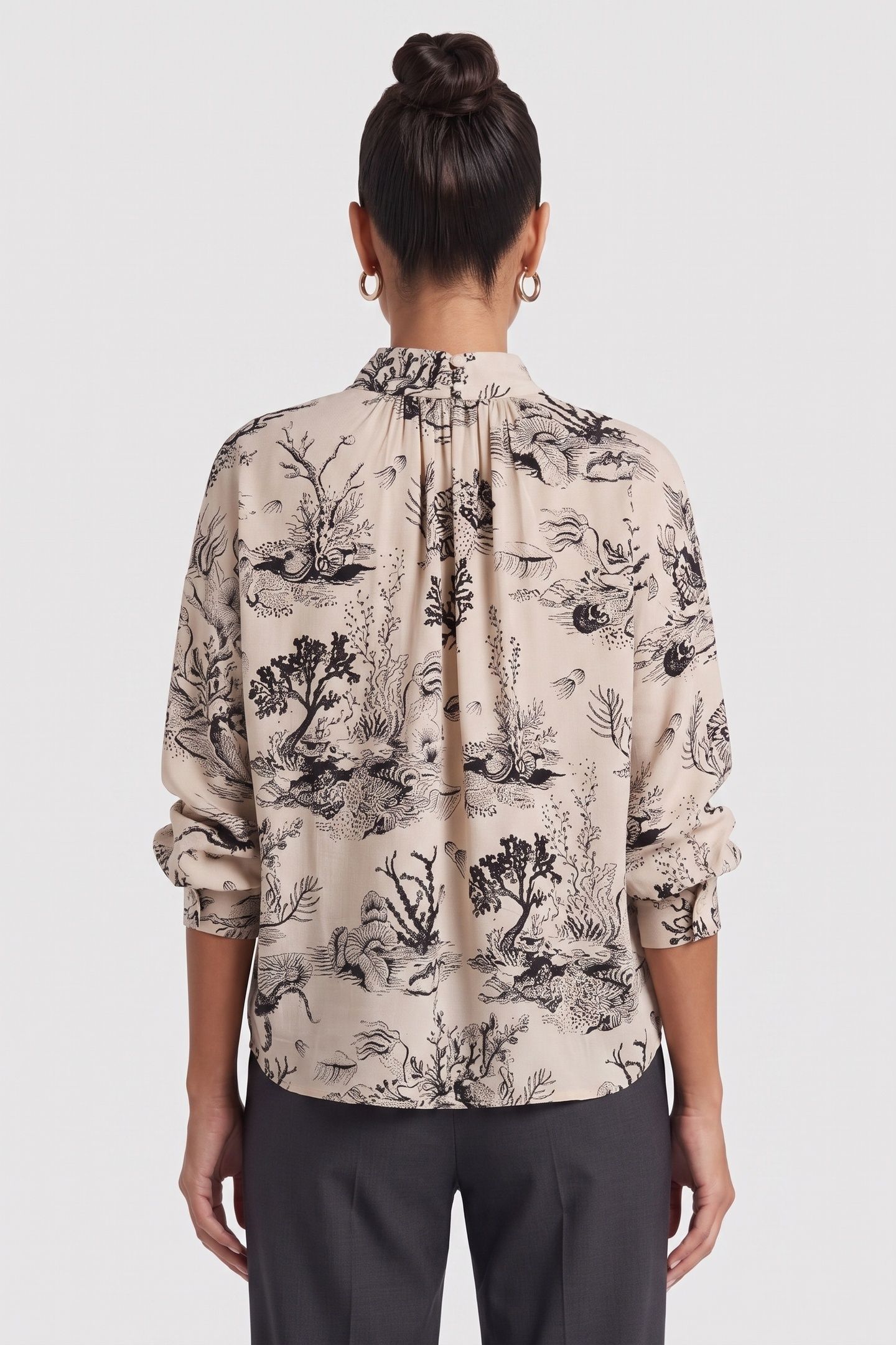 HAWA PRINTED BLOUSE BEIGE 2