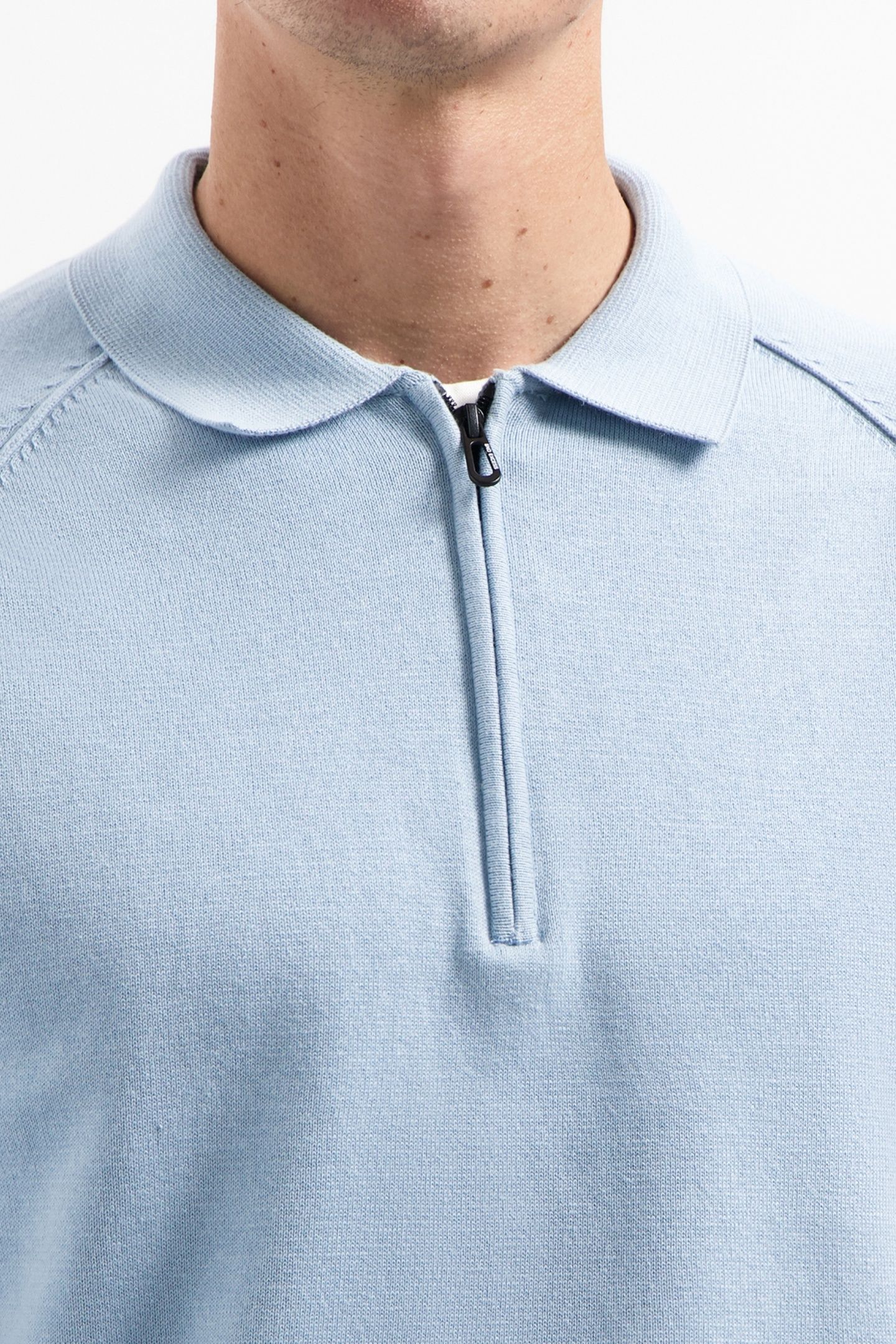 PULLOVER POLO HALF ZIP SOLID DUSTY BLUE 7