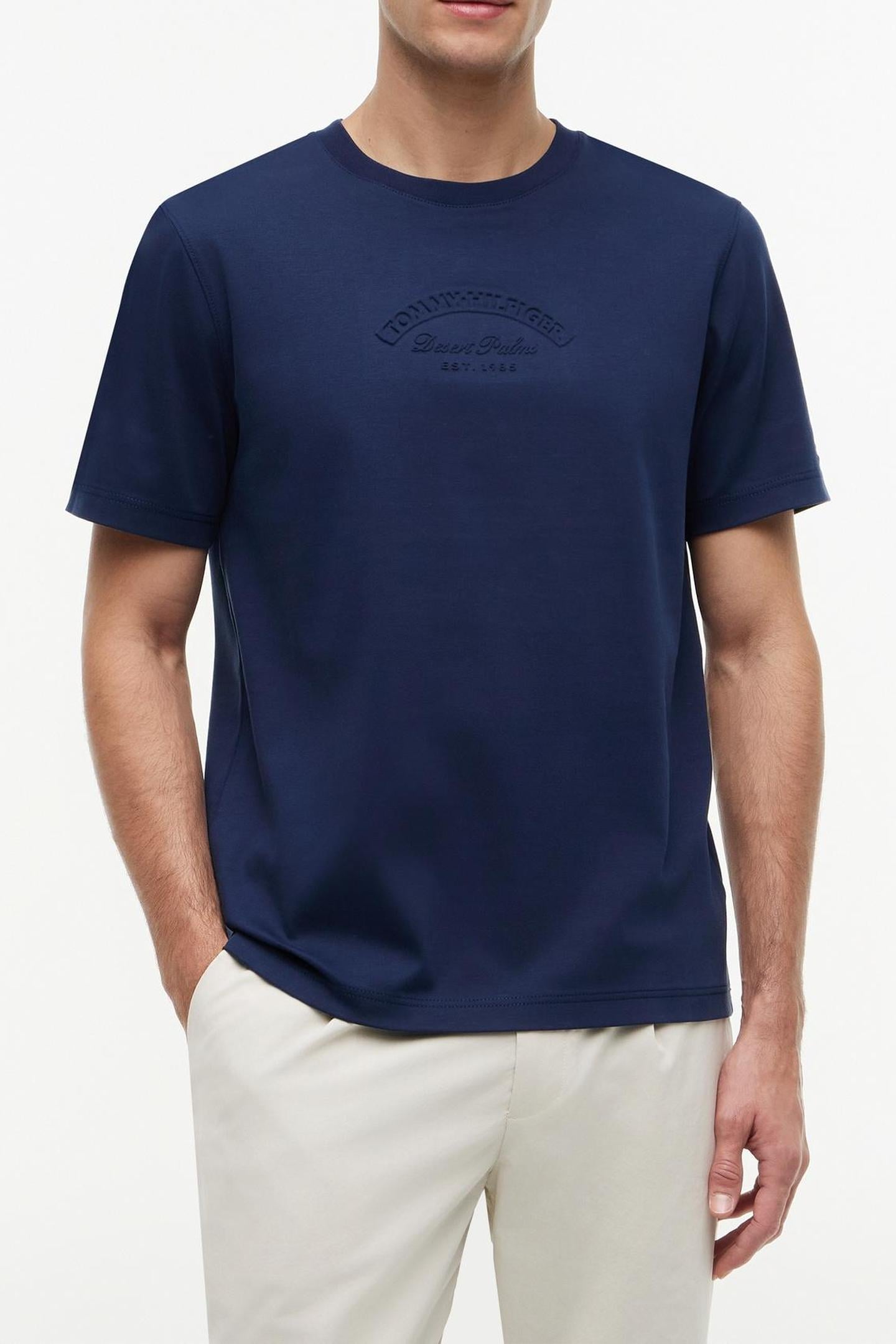 INTERLOCK EMBOSSED T-SHIRT CARBON NAVY 1