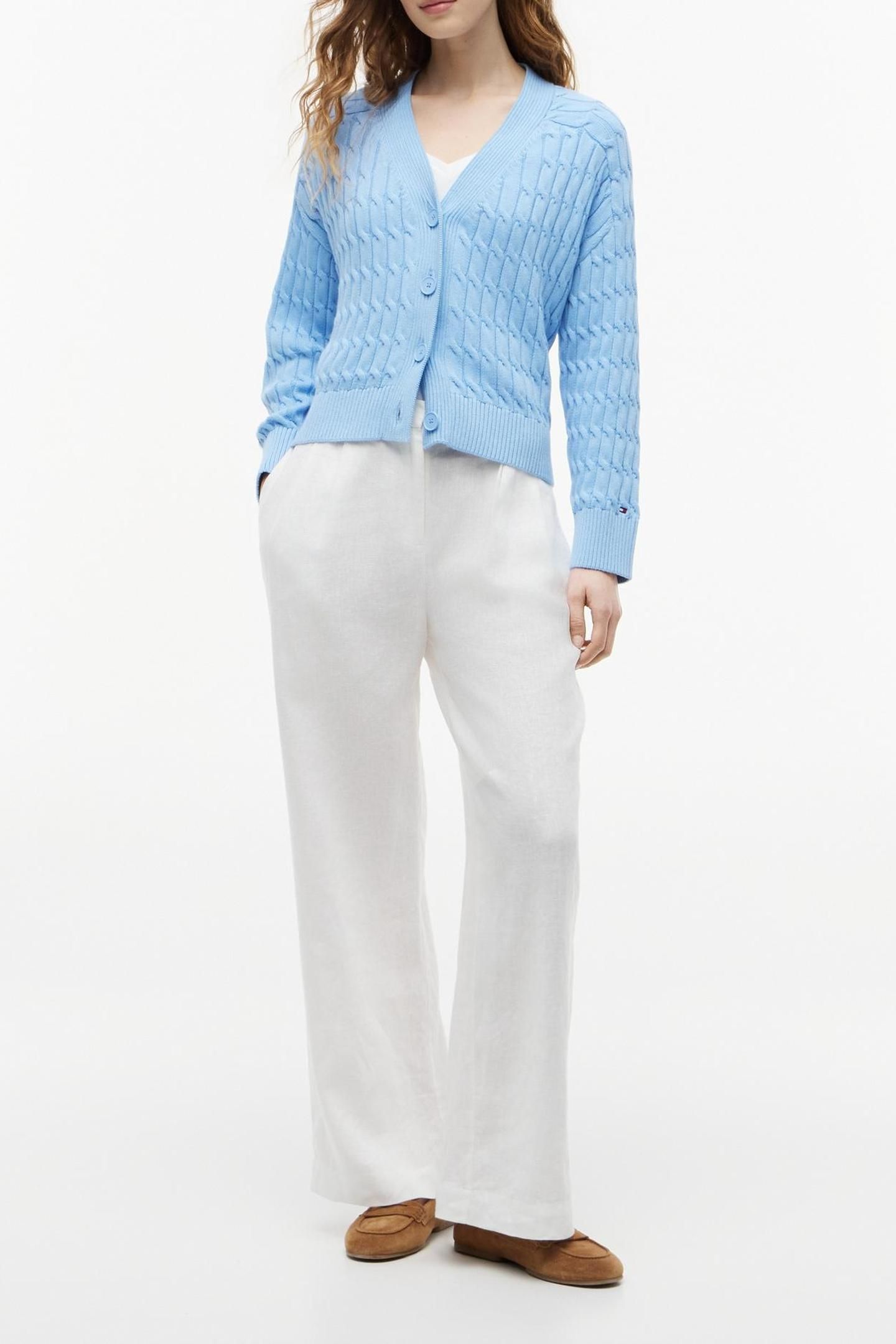 MID CABLE V-NECK LS VESSEL BLUE 3
