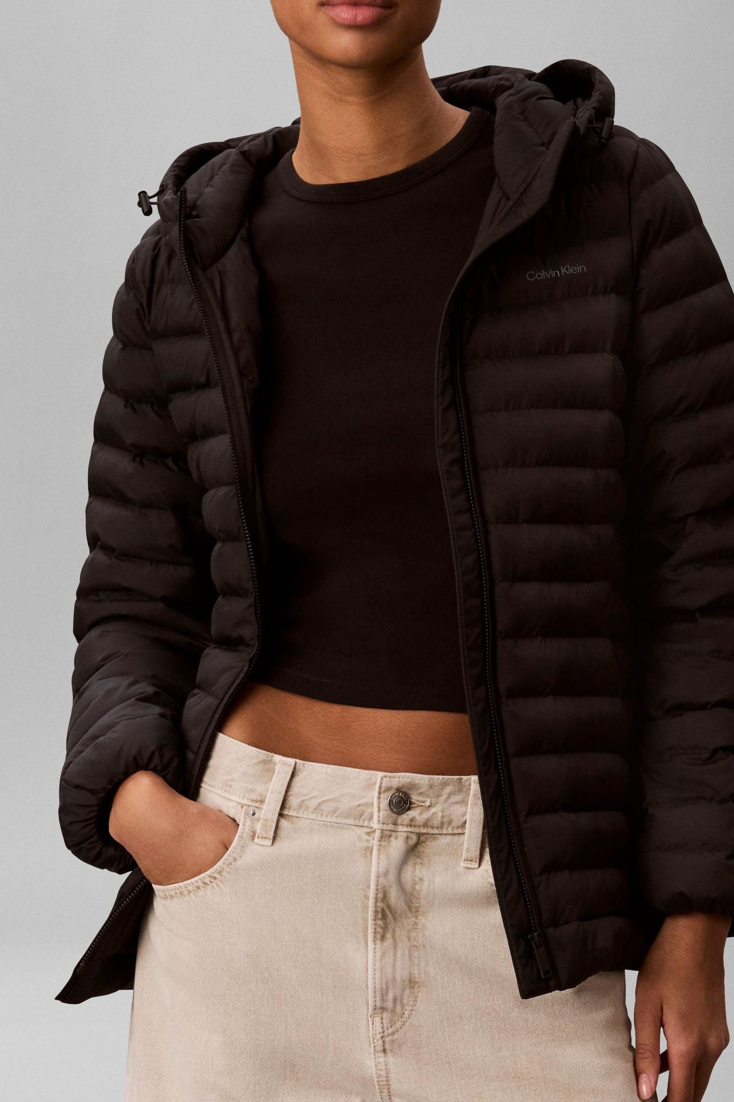 ULTRA-LIGHTWEIGHT BELTED PUFFER JACKET BLACK 1