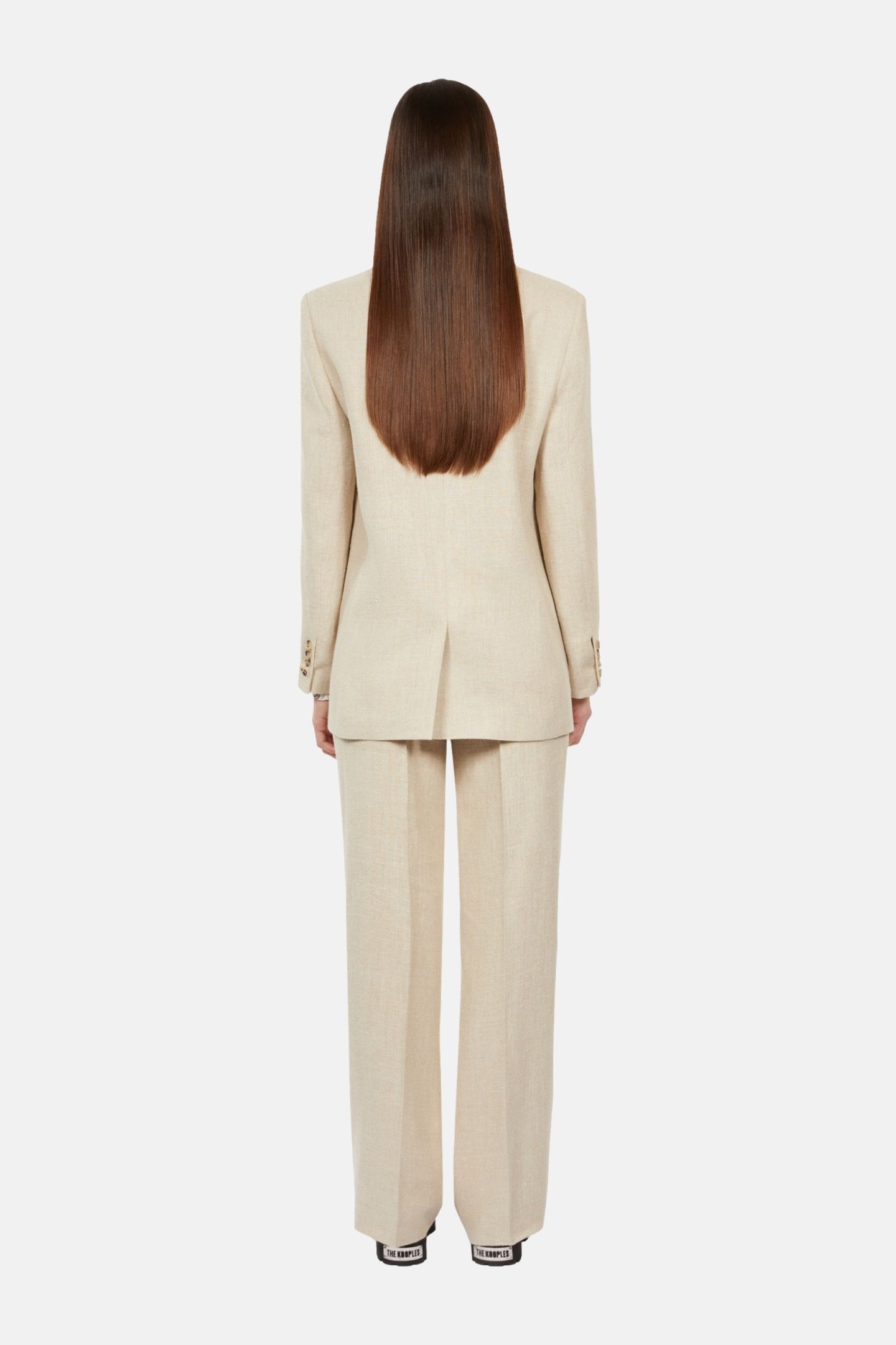 VESTE DE COSTUME AMPLE EN LIN BEIGE 4