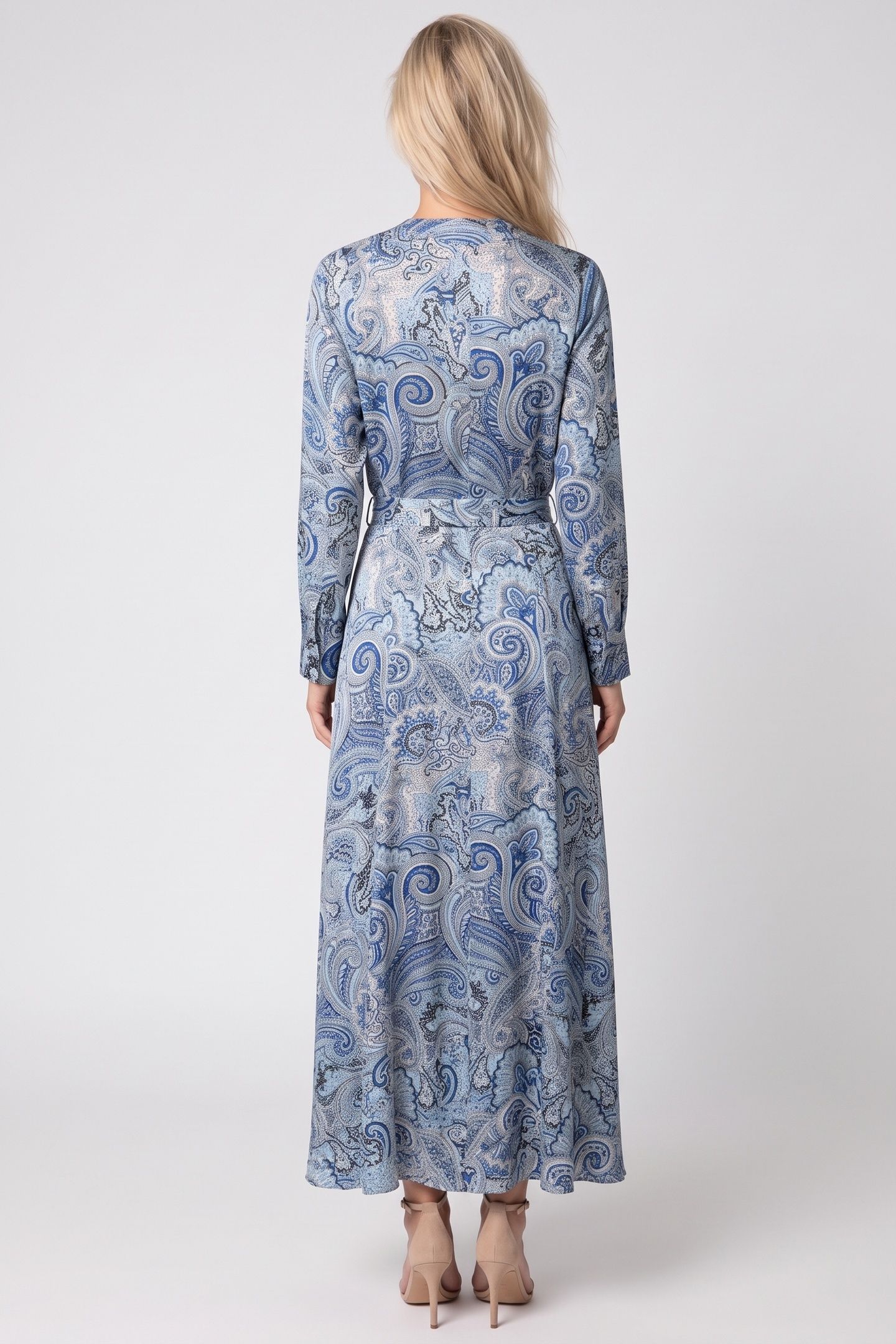 BRITNEY LS LONG DRESS FLORAL PAISLEY BLUE 2