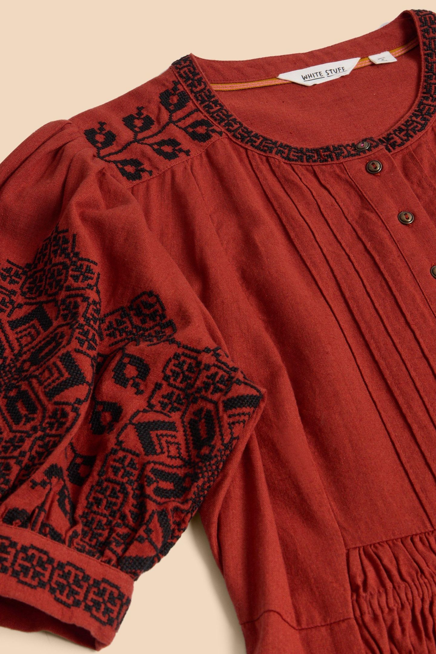 CELESTE EMBROIDERED DRESS RED MULTI 8