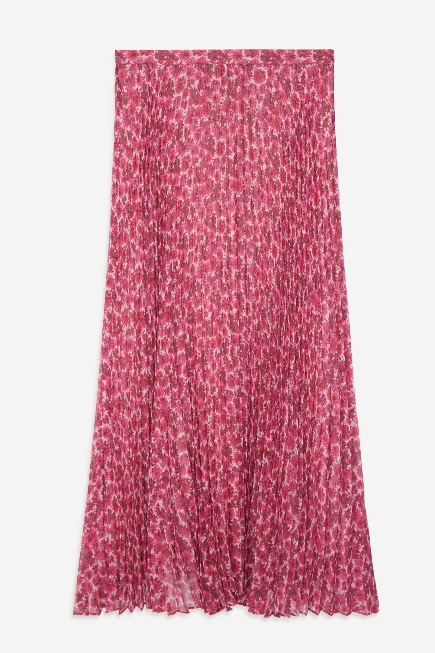 PRINTED PLEATED LONG SKIRT PINK 6
