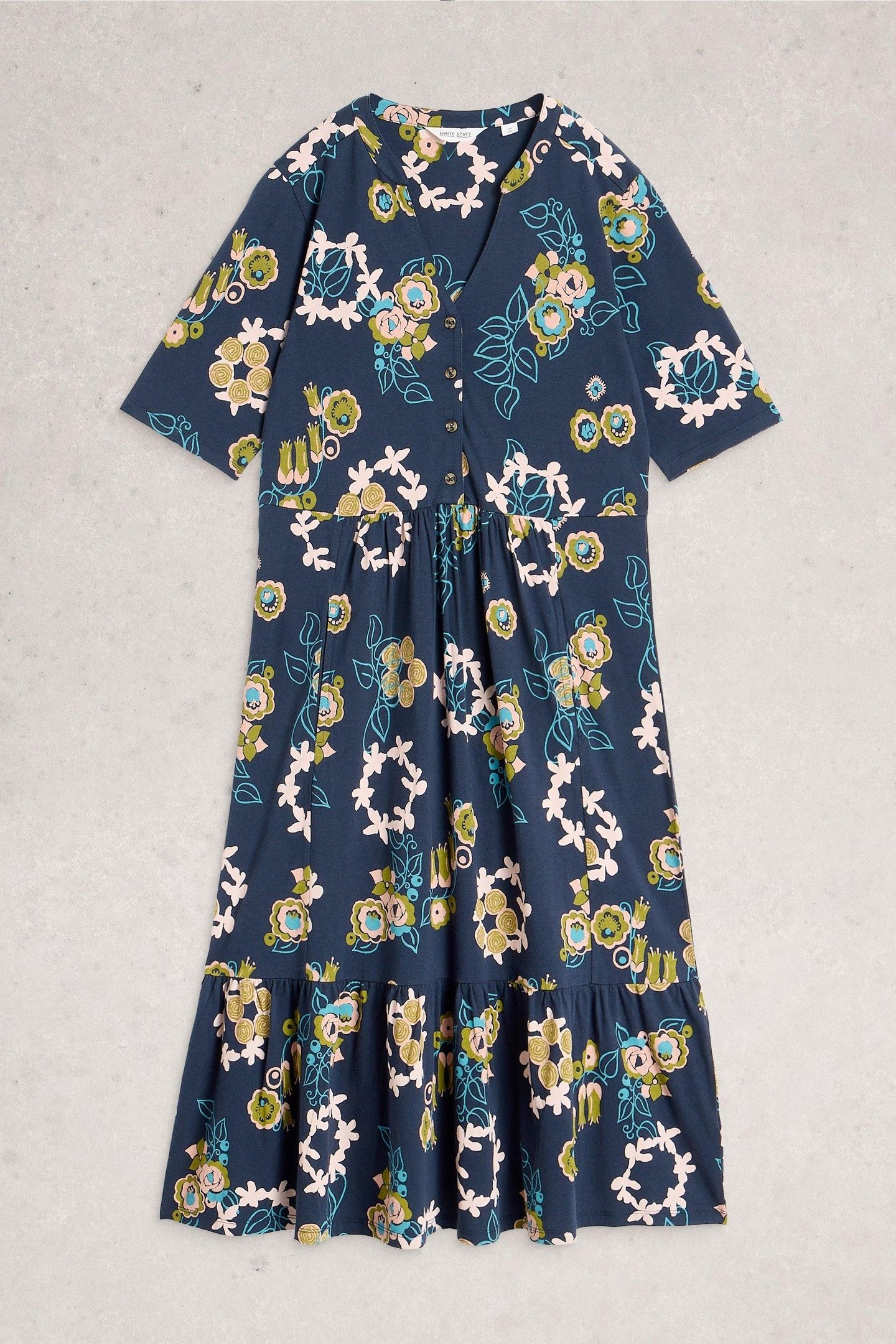 NAYA JERSEY DRESS NAVY PRINT 2