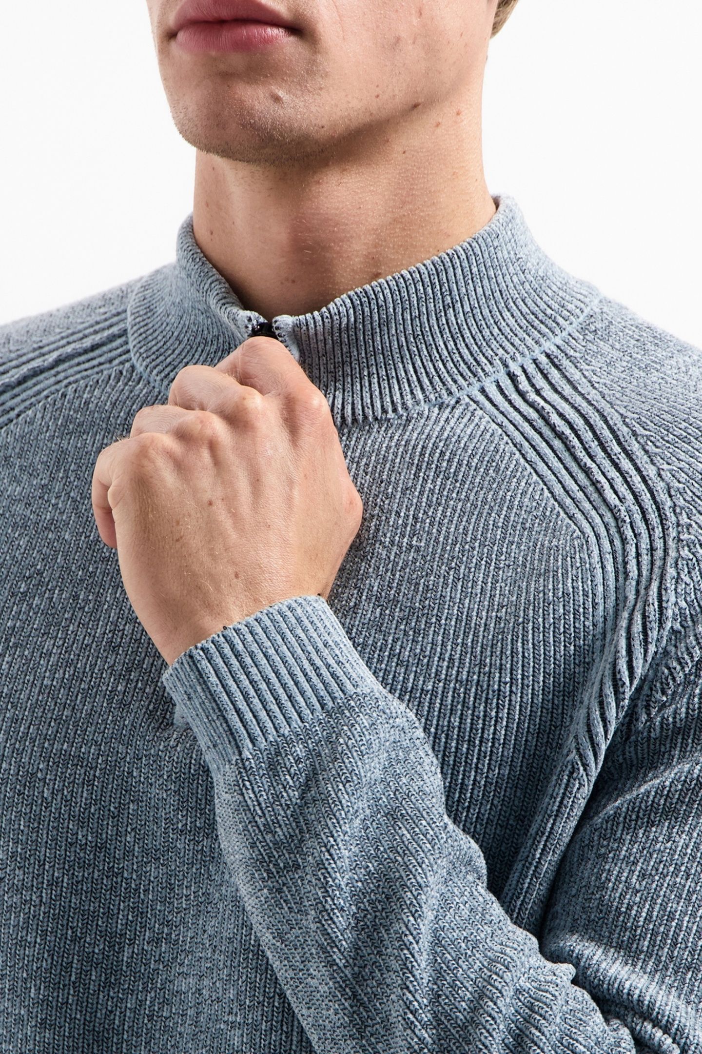 PULLOVER HALF ZIP 2 COLORED CHENILLE DUSTY BLUE 7