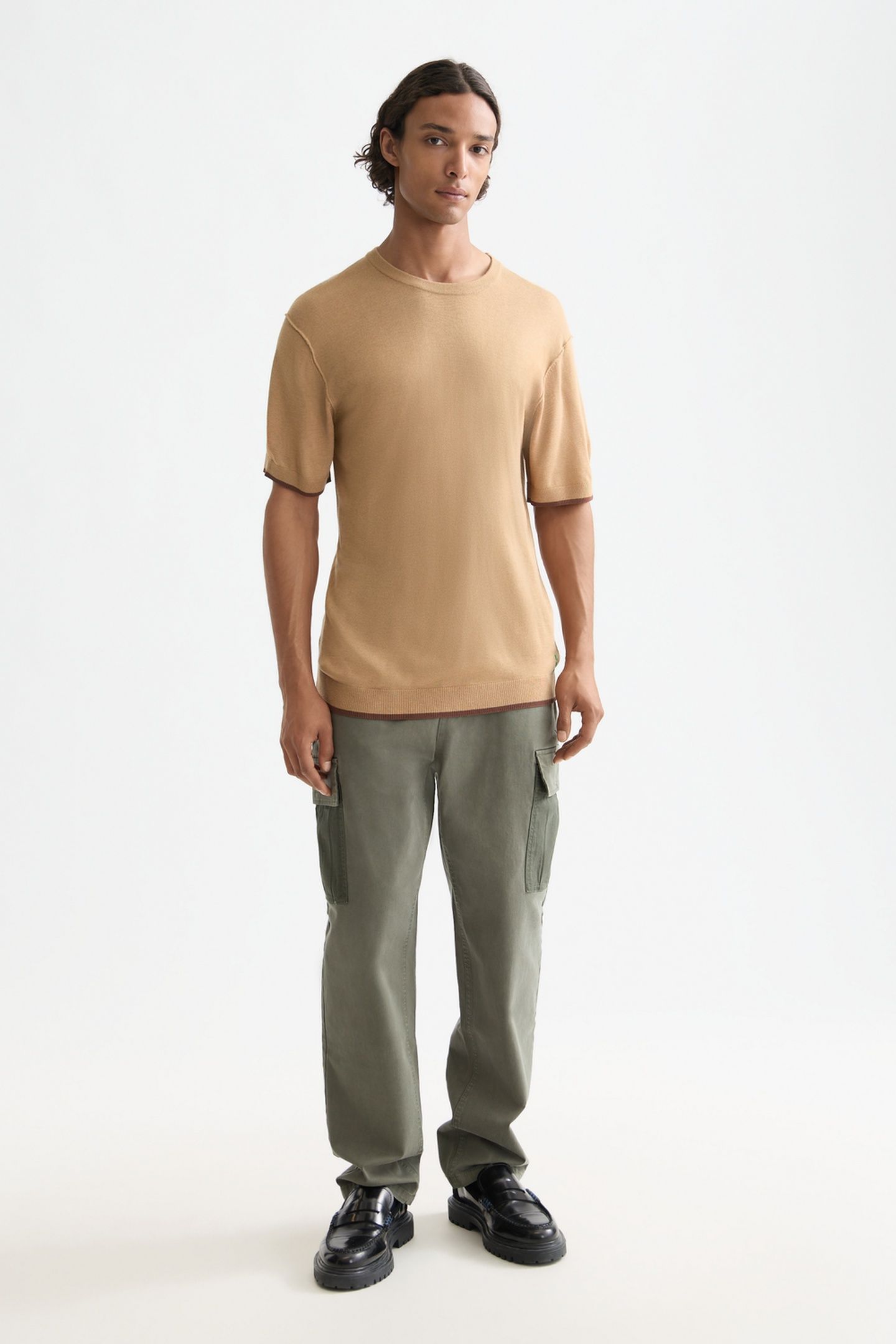 KNITTED RELAXED FIT T-SHIRT TANNIN 2