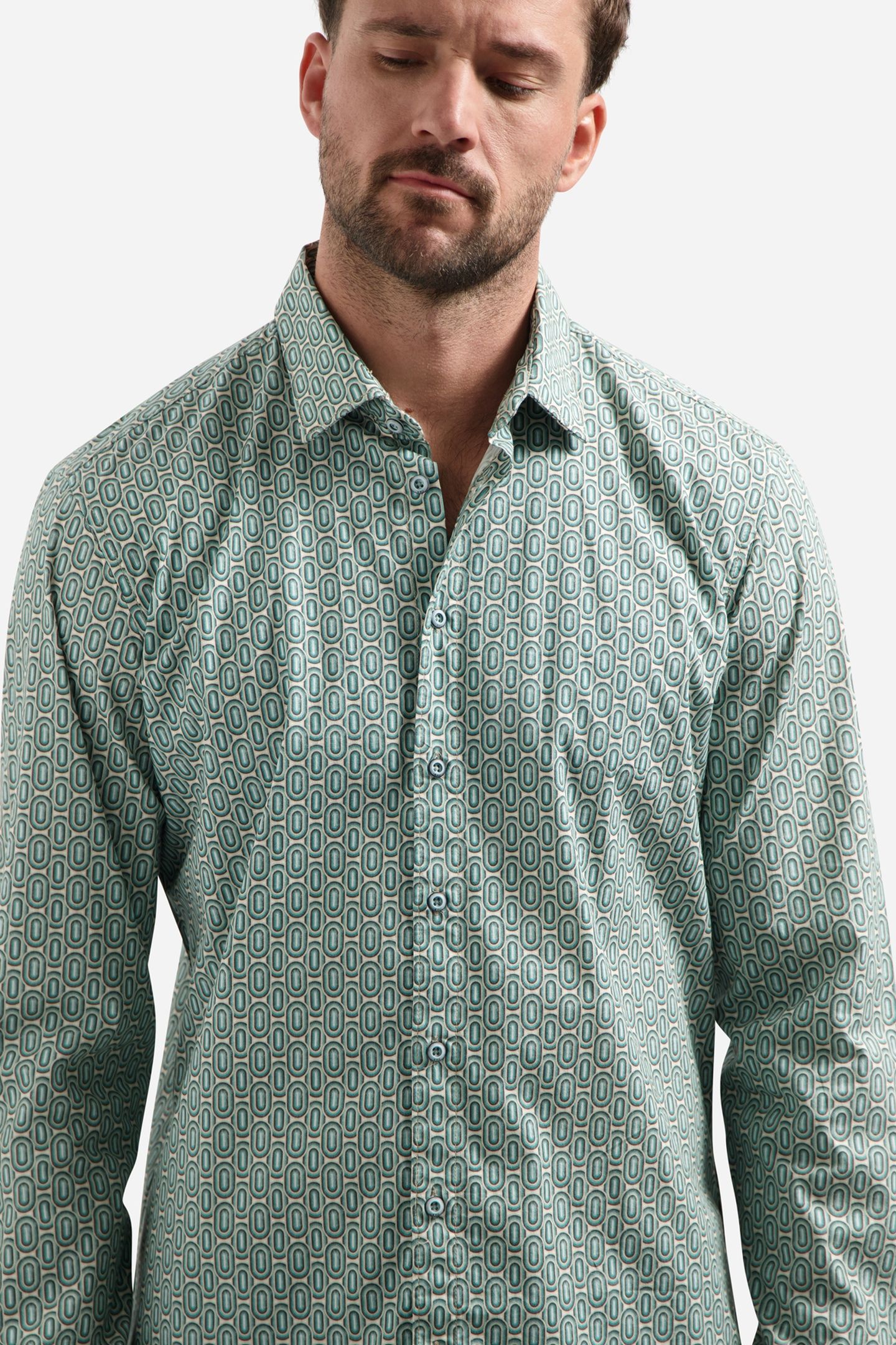 SHIRT STRETCH ALLOVER PRINTED SEABLUE 6