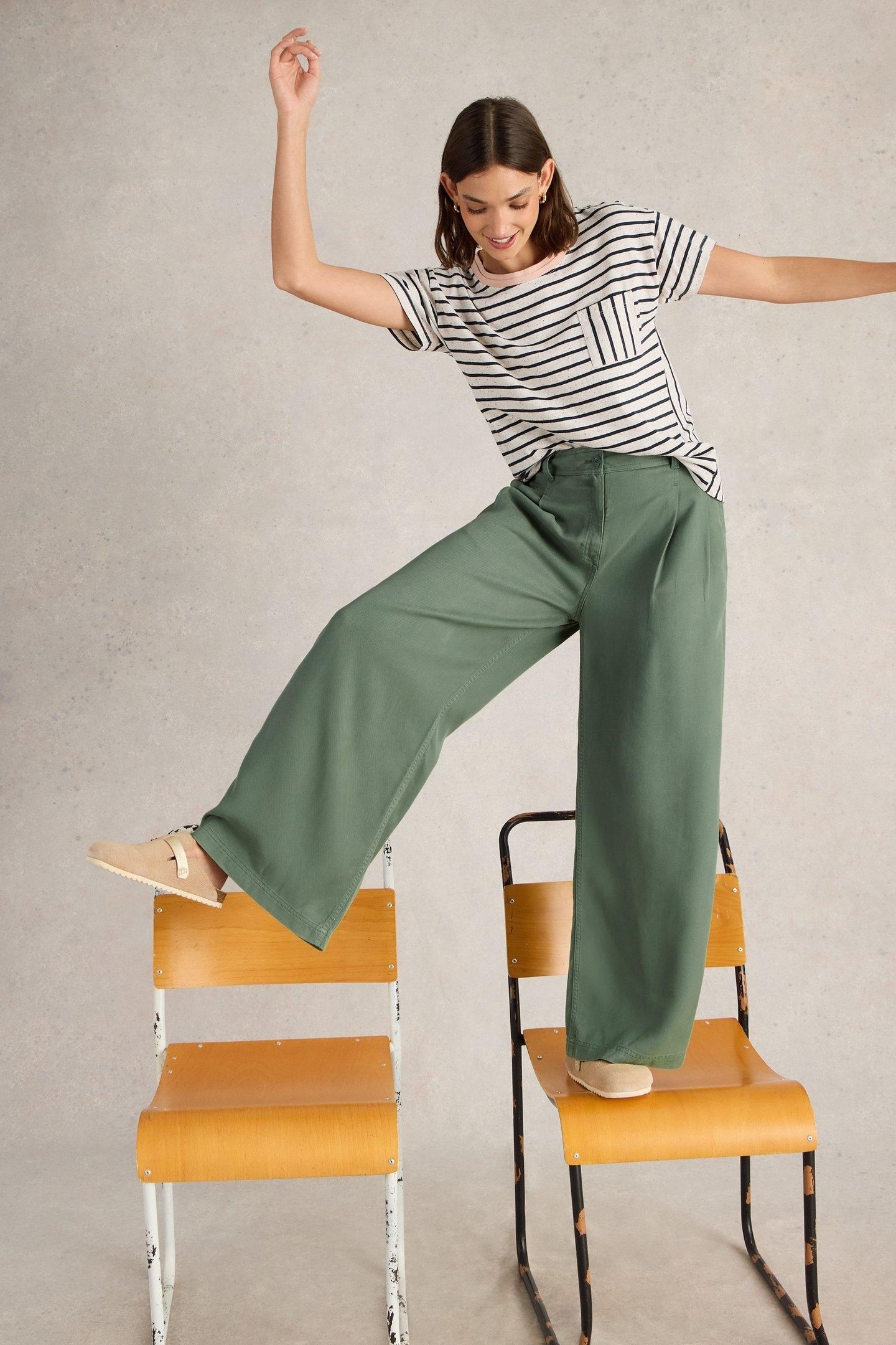 SASHA WIDE LEG TROUSER DUSTY GREEN 7
