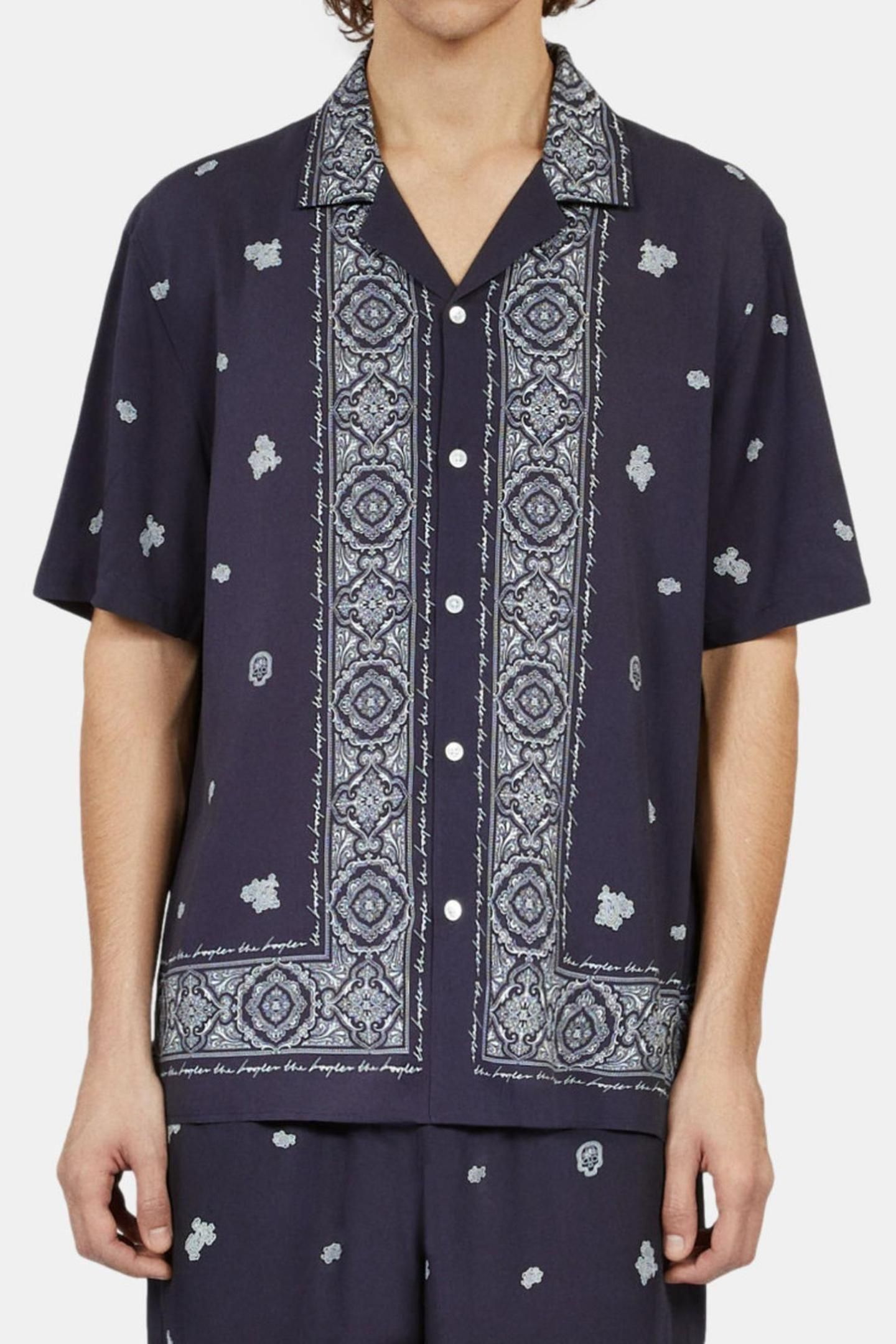 SHORT-SLEEVED SHIRT WITH SHARK NECK NAVY/WHITE 3