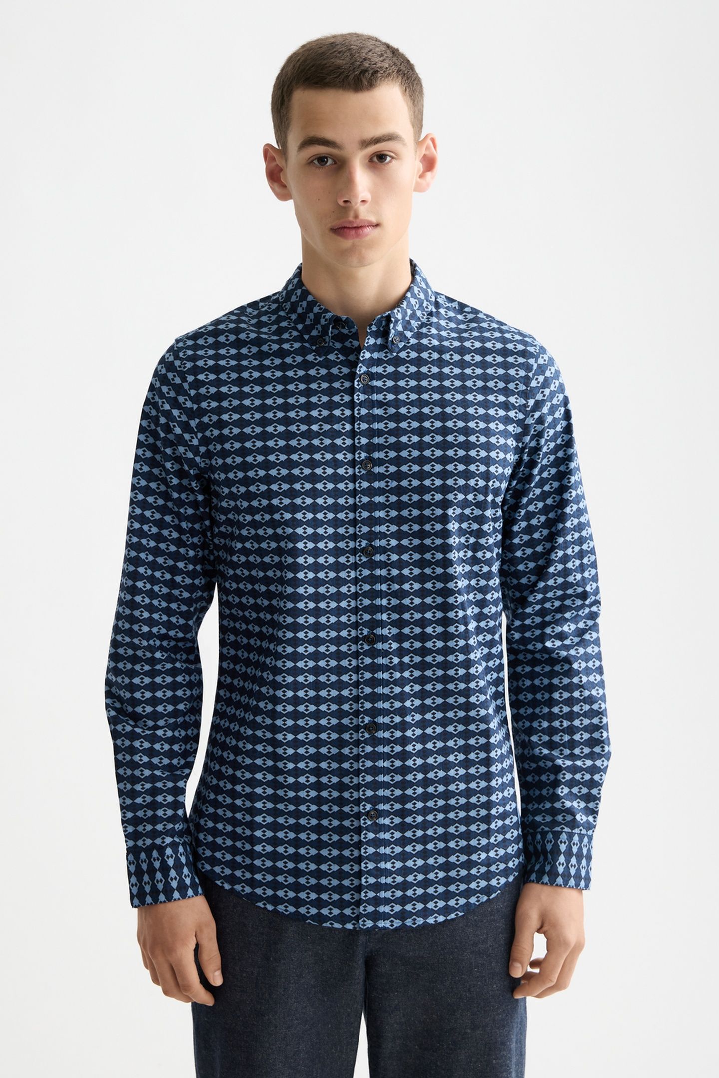 MICRO AOP SLIM-FIT SHIRT DIAMOND MICRO FADED DENIM AOP 2
