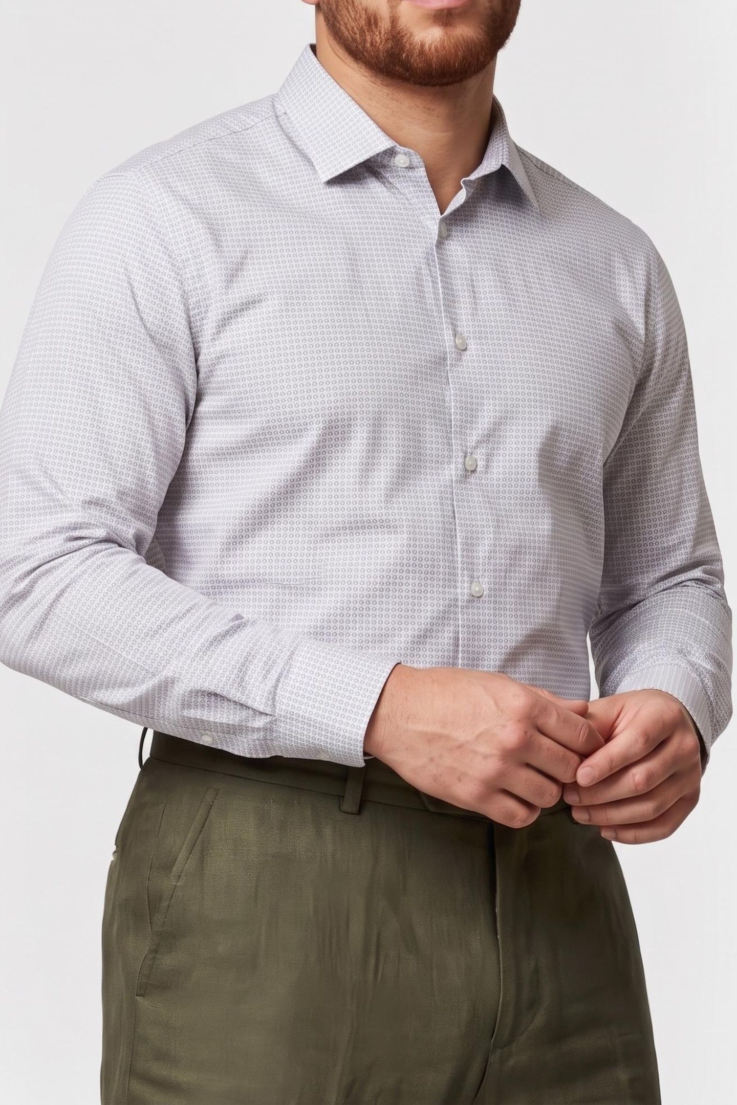 SLIM ESSENTIAL POPLIN SHIRT GREY MULTI 1