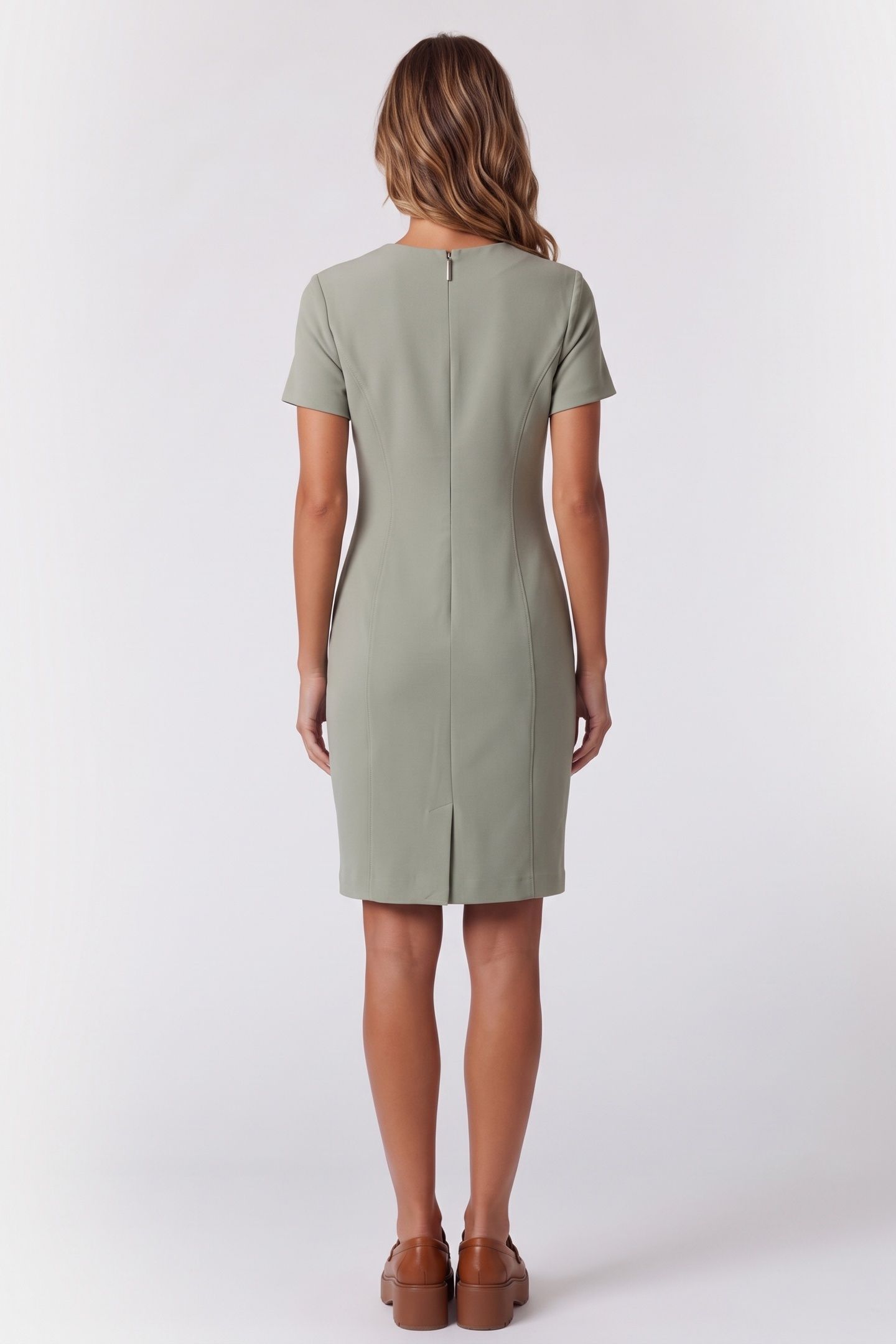 SCUBA CREPE KNEE LENGTH DRESS SHADOW 2