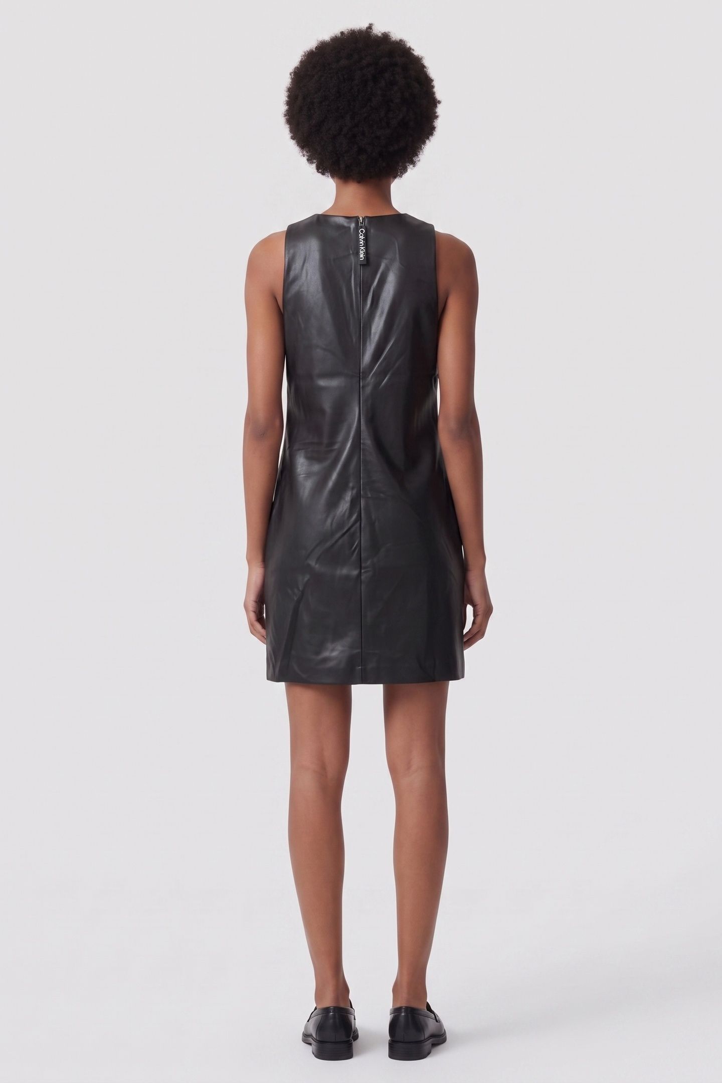 FAUX LEATHER MINI DRESS BLACK 2