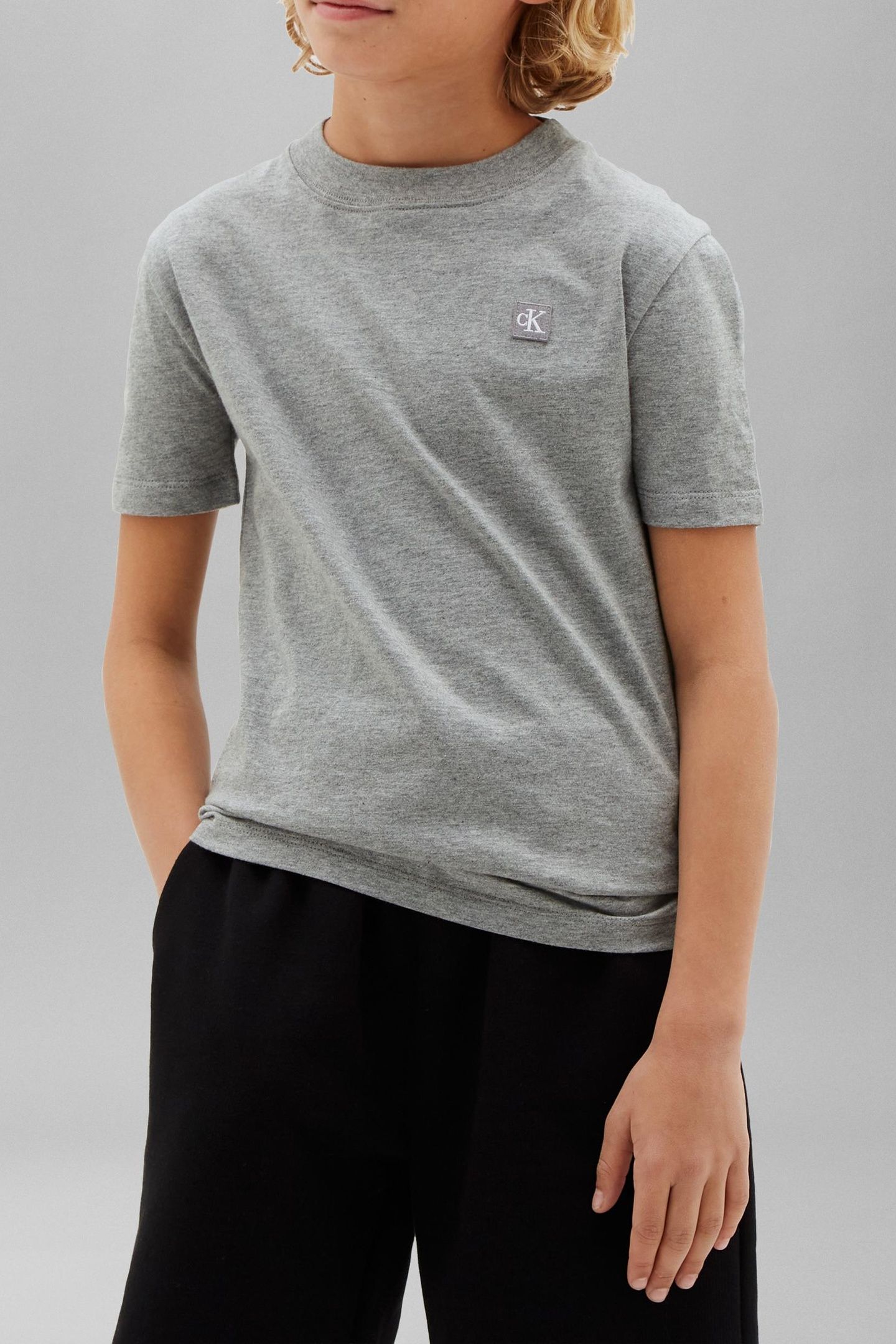 UNISEX MINI BADGE REGULAR T-SHIRT MEDIUM GREY HEATHER 1