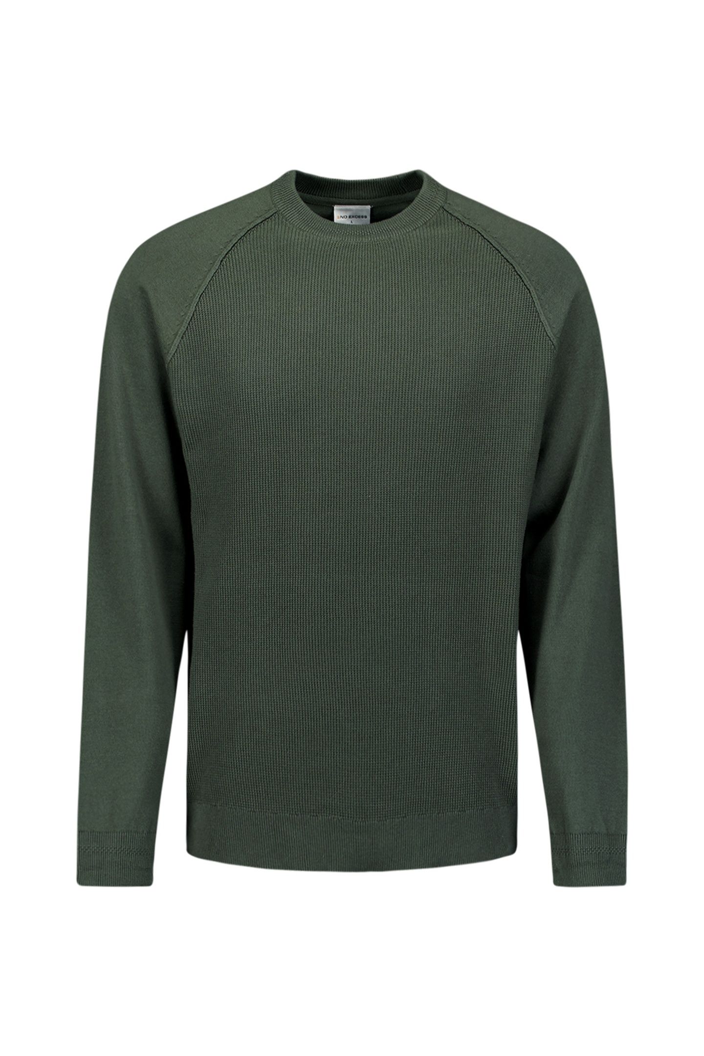 PULLOVER CREWNECK SOLID WAFFLE KNIT DARK GREEN 4