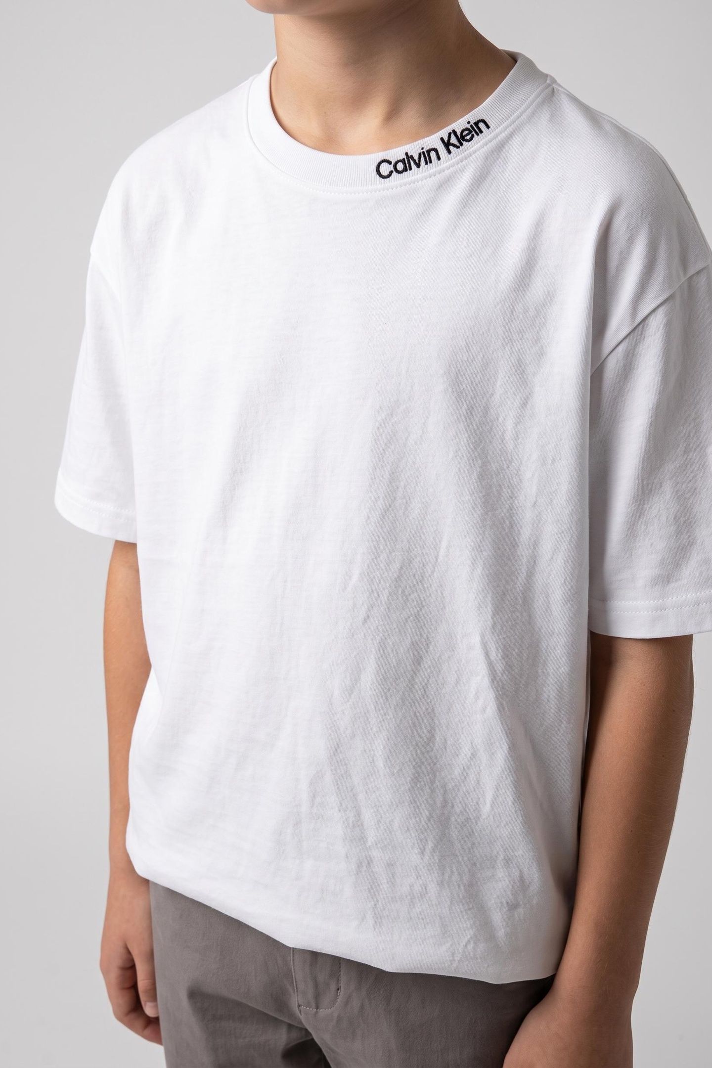 UNISEX LOGO EMBROIDERED SHORT SLEEVE T-SHIRT BRIGHT WHITE 1