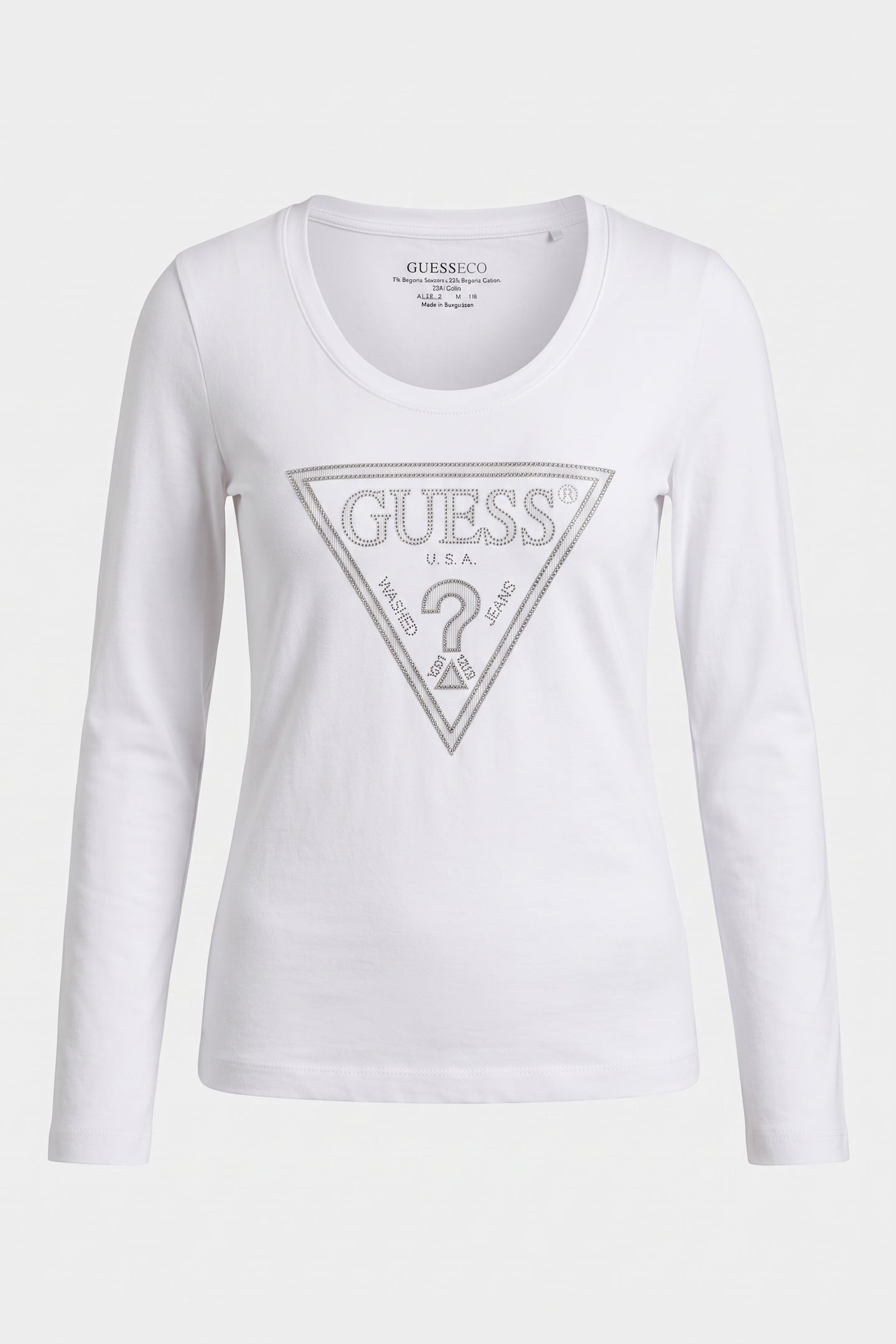 GUESS ECO LS CN SHINY TRIANGLE PURE WHITE 3