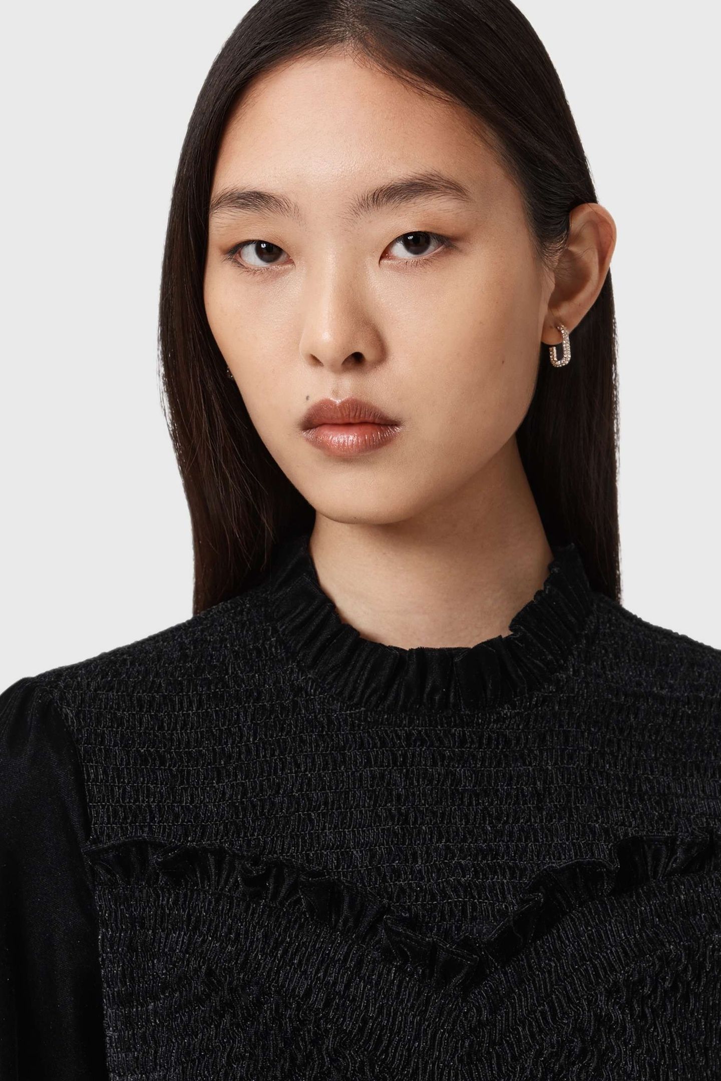 JUNO SHIRRED TOP VELVET BLACK 6