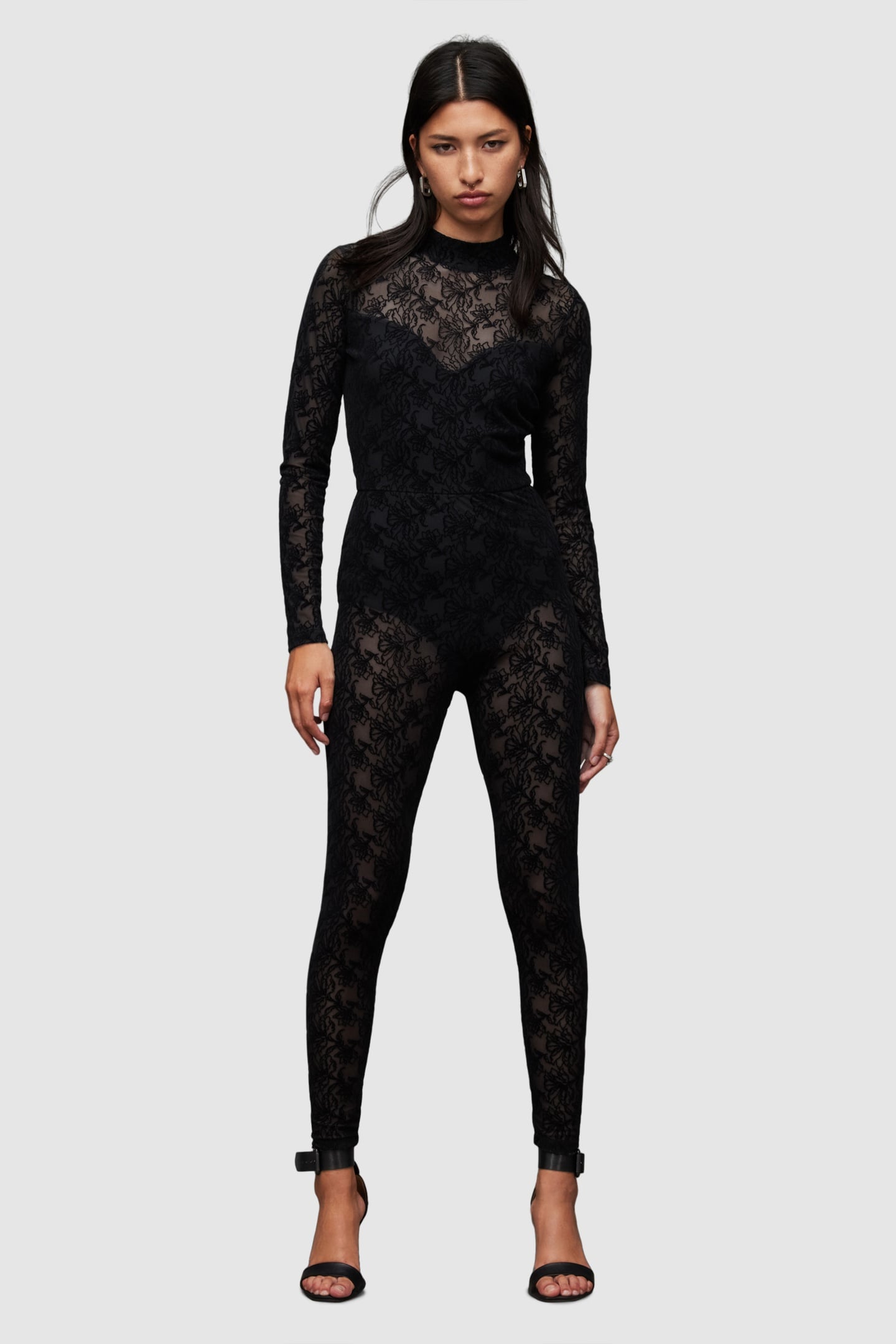 FLOCKED CATSUIT BLACK 1