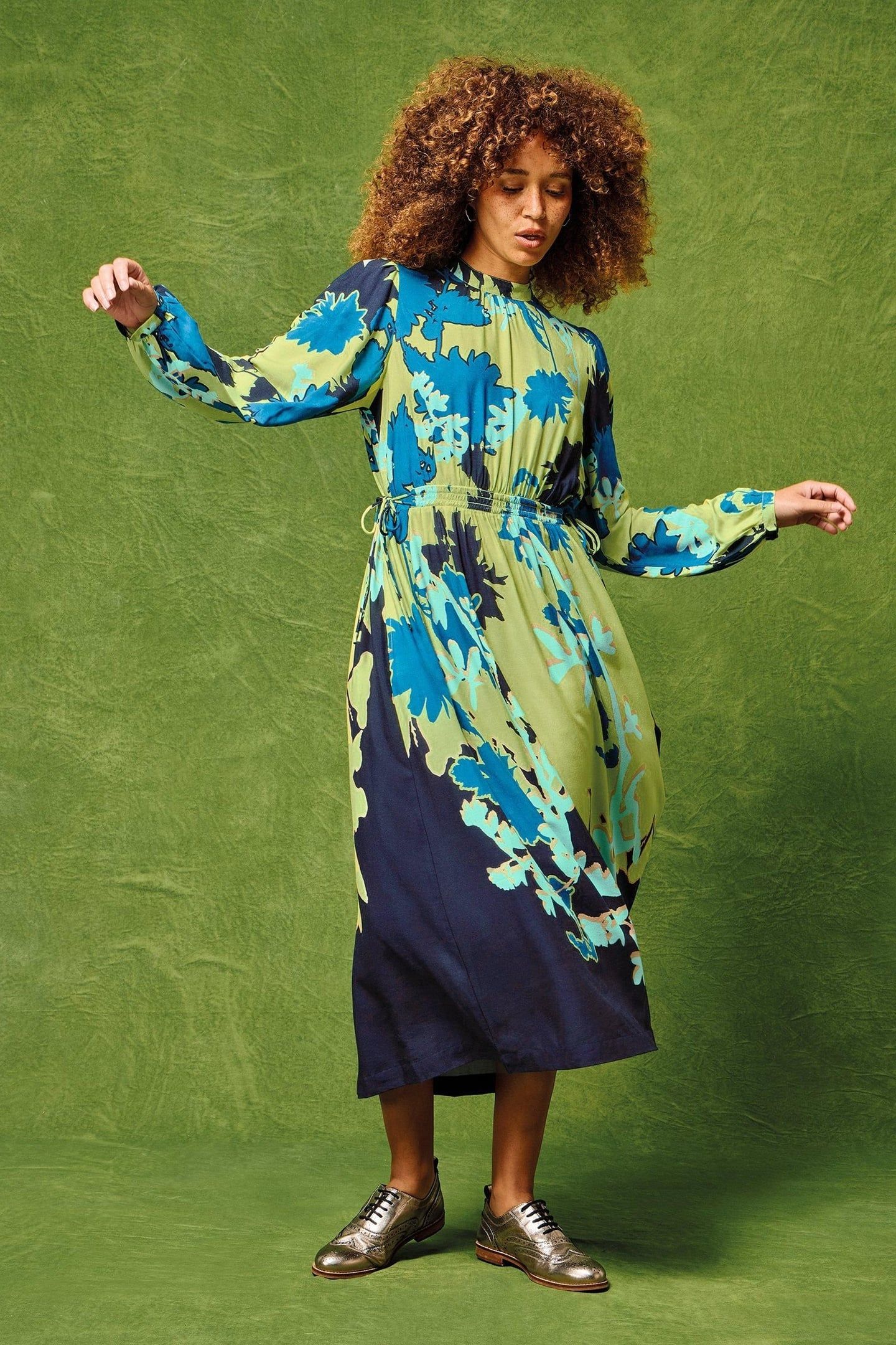 FREYA MIDI DRESS GREEN PRINT 4