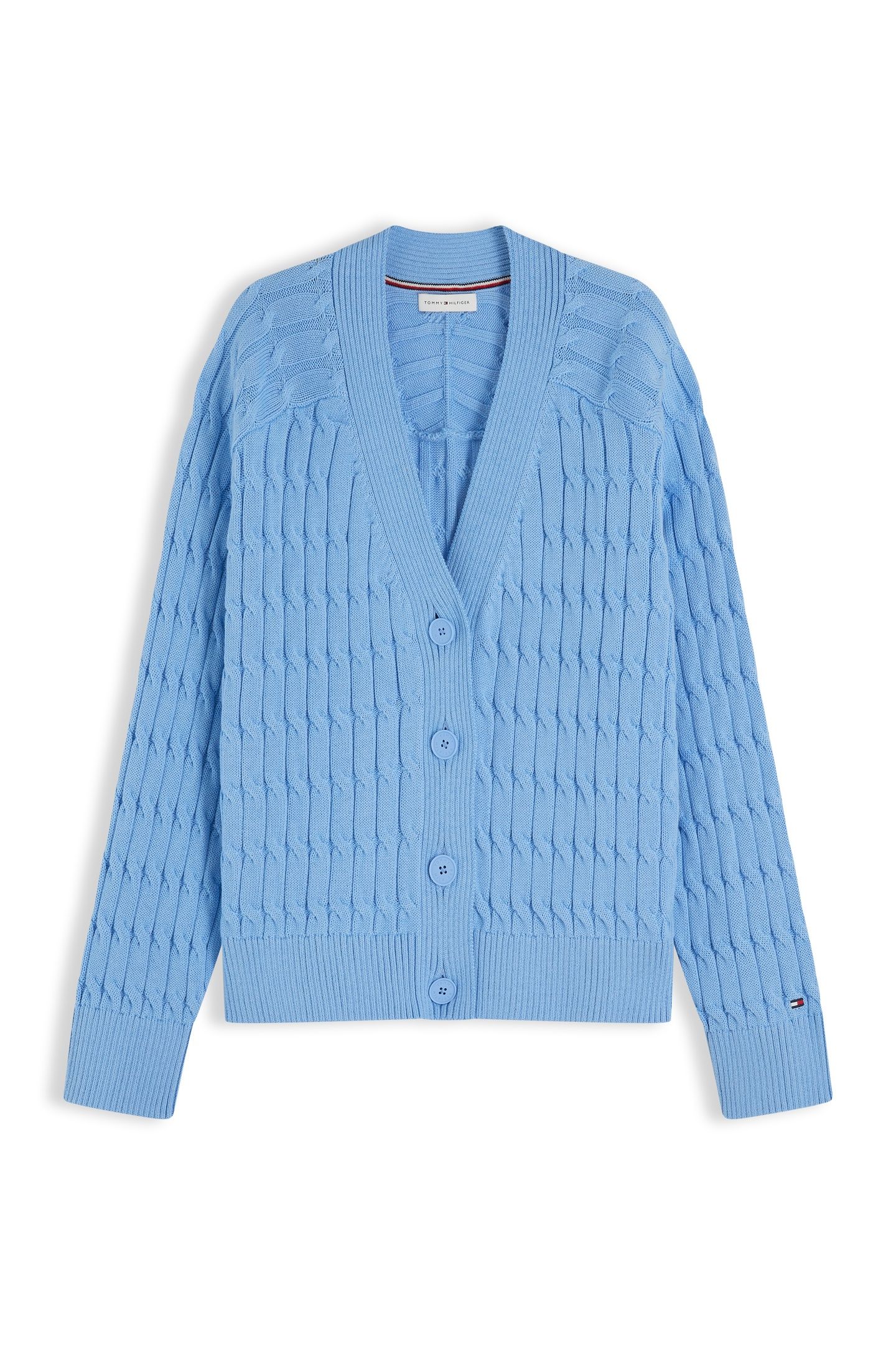 MID CABLE V-NECK LS VESSEL BLUE 4