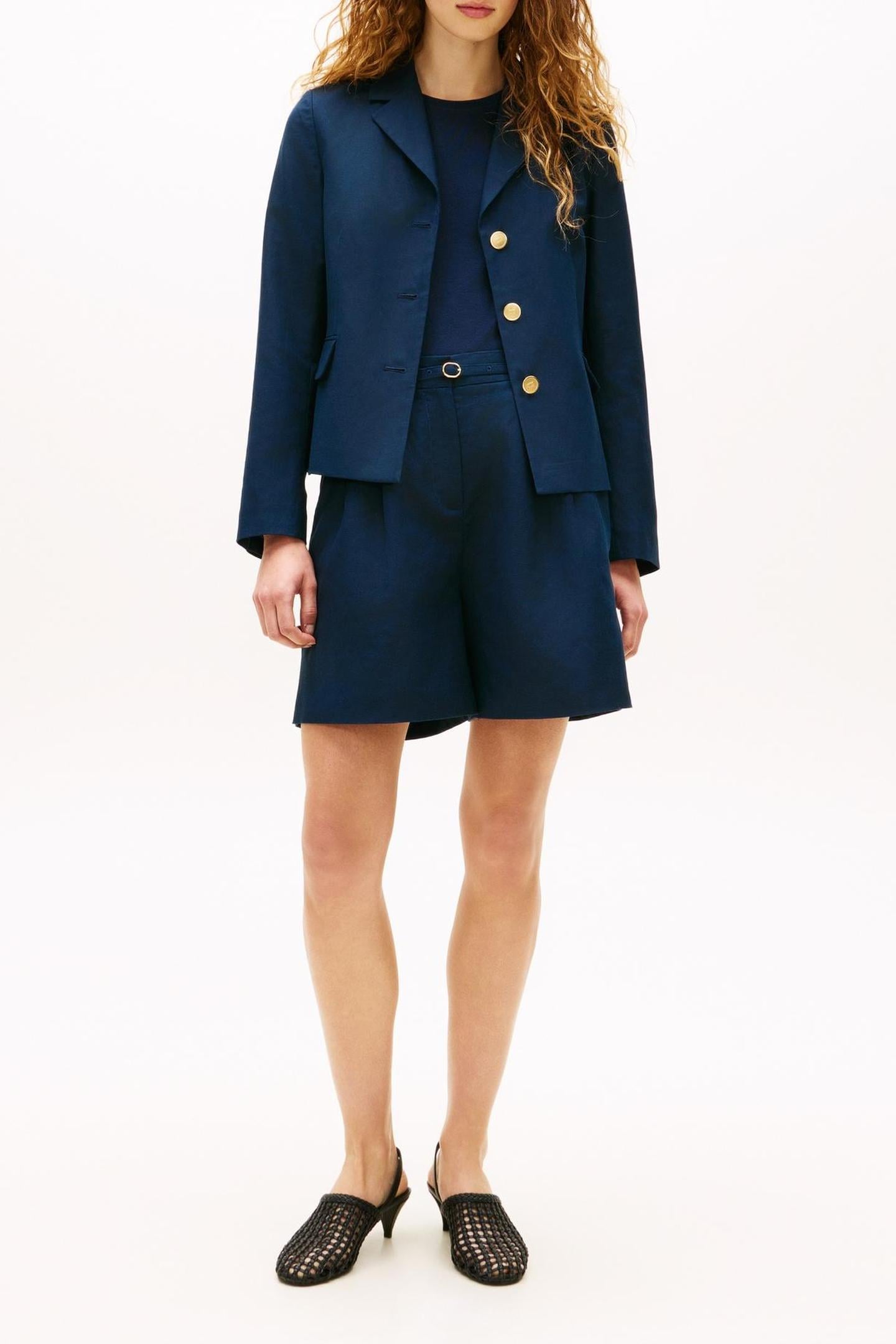 LINEN BLEND SLIM BLAZER DARK NIGHT NAVY 1