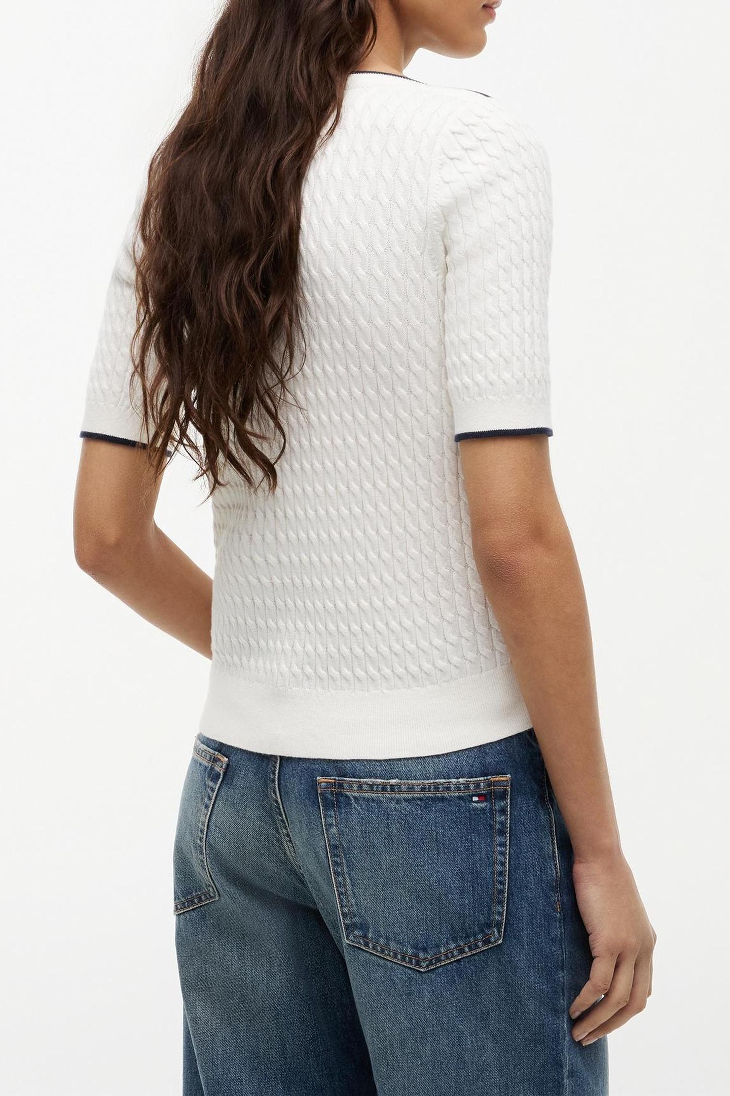 FINE CABLE BOAT NECK TOP IVORY PETAL 2