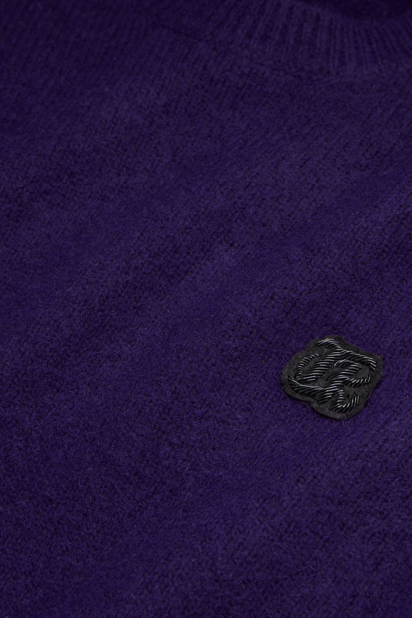ROUND NECK SWEATER WITH CANETILLE PATCH DARK PURPLE 6