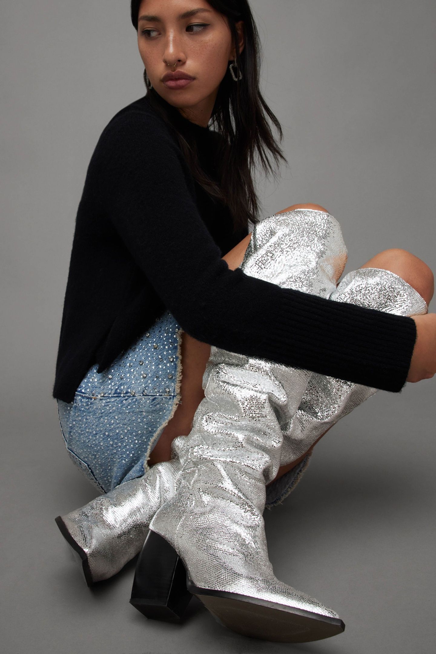 REINA METALLIC BOOT SILVER 4