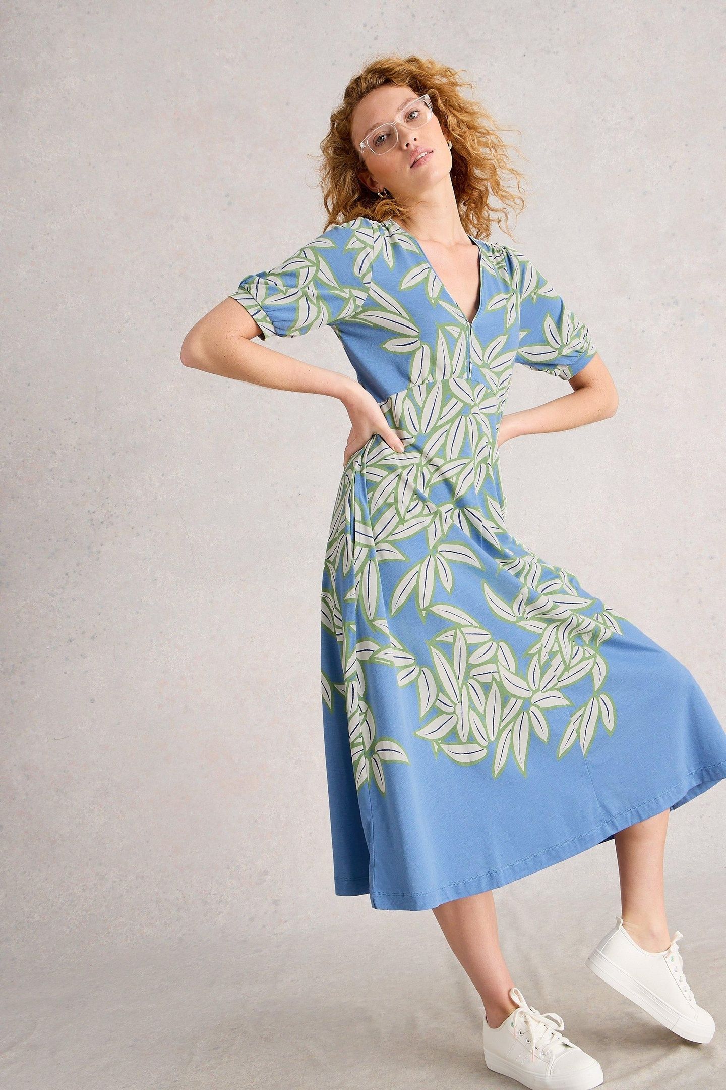 MEGAN JERSEY DRESS BLUE PRINT 1
