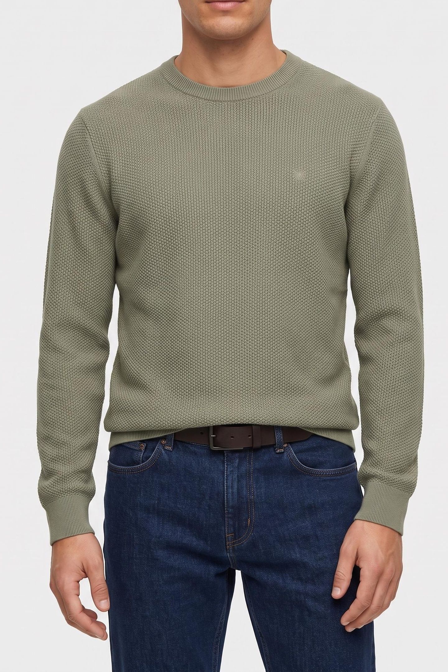 LS TEXTURED COTTON SWEATER SHADOW 1