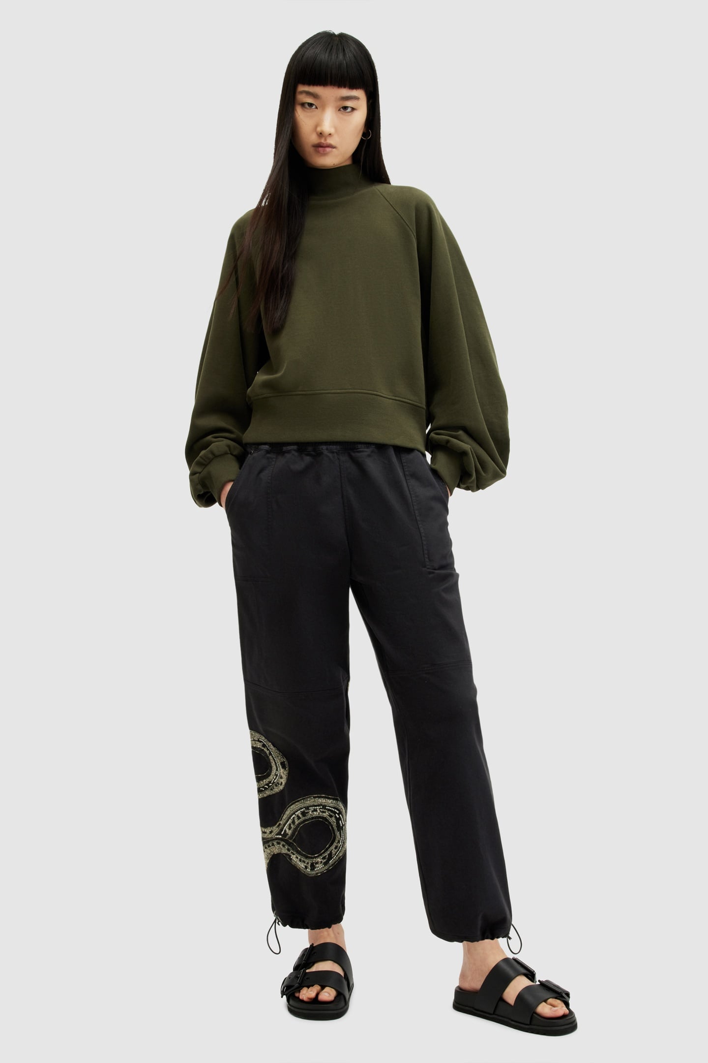YAS EMB TROUSER WASHED BLACK 1