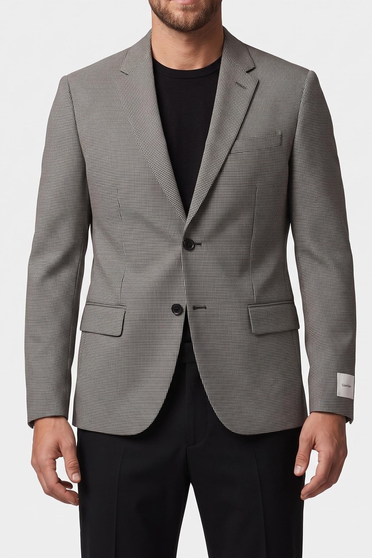 LS HOUNDSTOOTH SLIM SUIT JACKET BRILLIANT WHITE 2