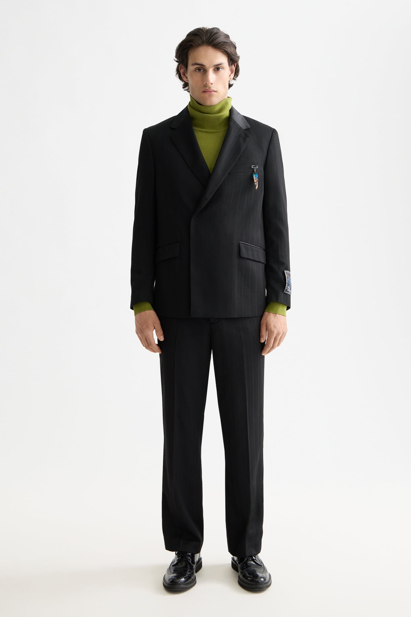 FESTIVE DOUBLE-BREASTED STRUCTURED STRIPE RELAXED FIT BLAZER 1