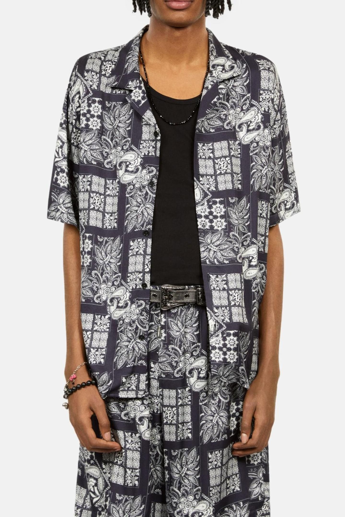SHORT-SLEEVED SHIRT WITH SHARK NECK NAVY/WHITE 2