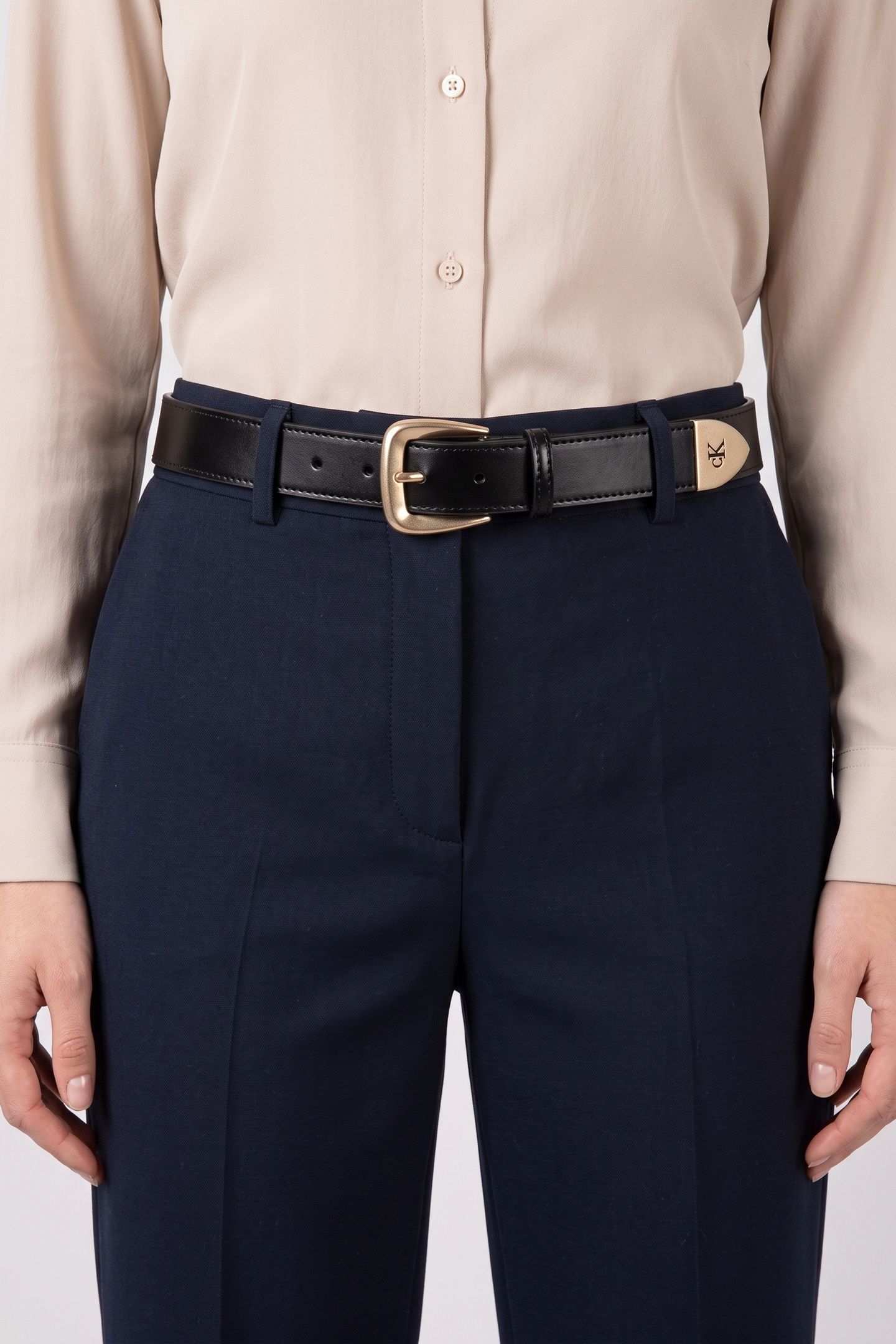 HARDWARE END TIP BUCKLE BELT BLACK/ANTIQUE LIGHT GOLD 4