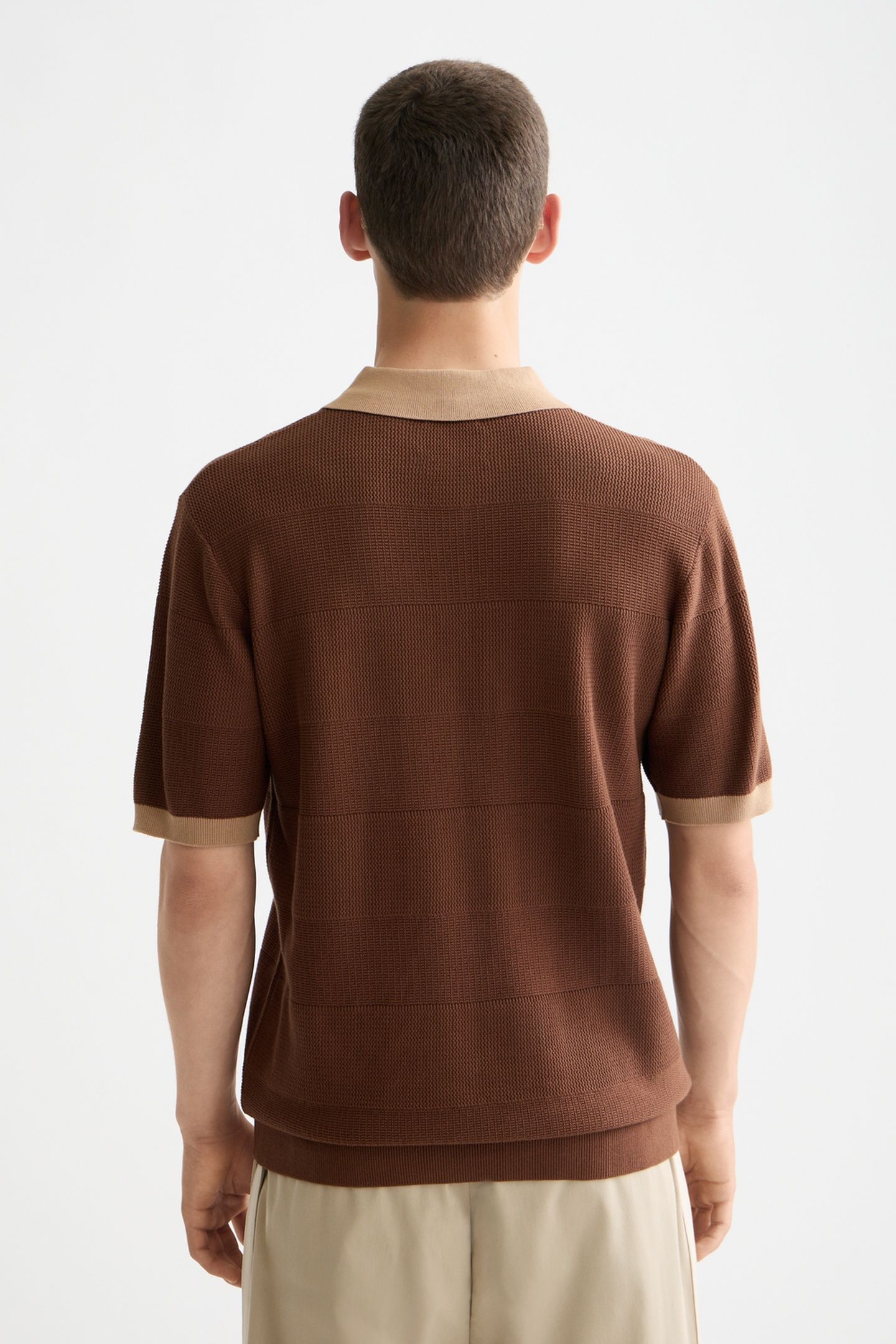 KNITTED TONE ON TONE STRIPED REGULAR FIT POLO SOFT SILT 3
