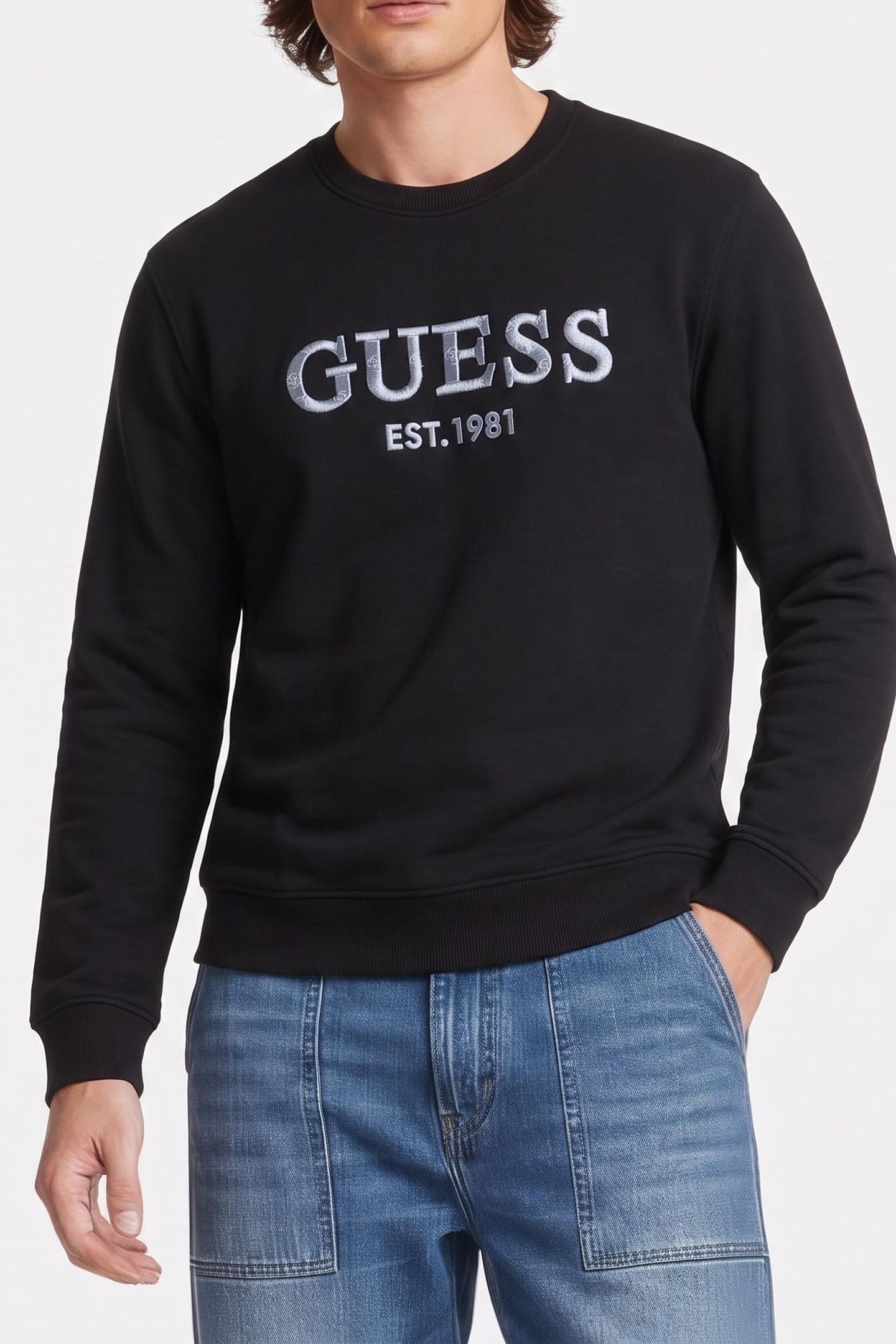 GUESS ECO BEAU CN SWEATSHIRT JET BLACK A996 1