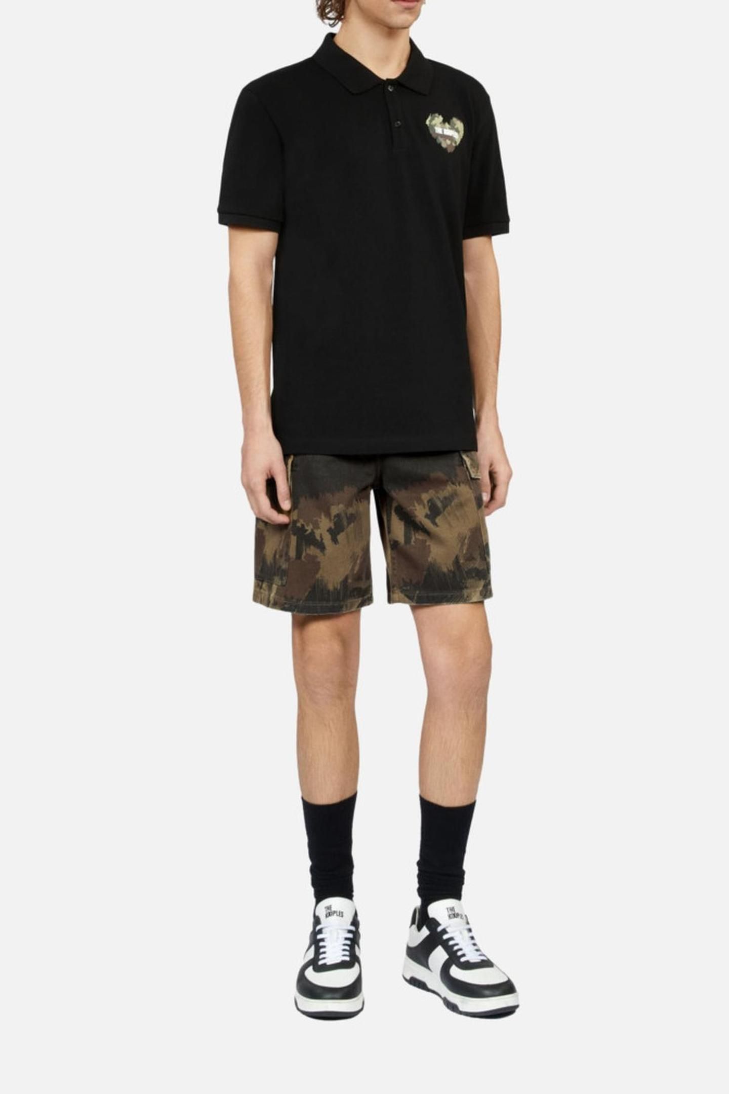 POLO WITH CAMO HEART PRINT BLACK 2