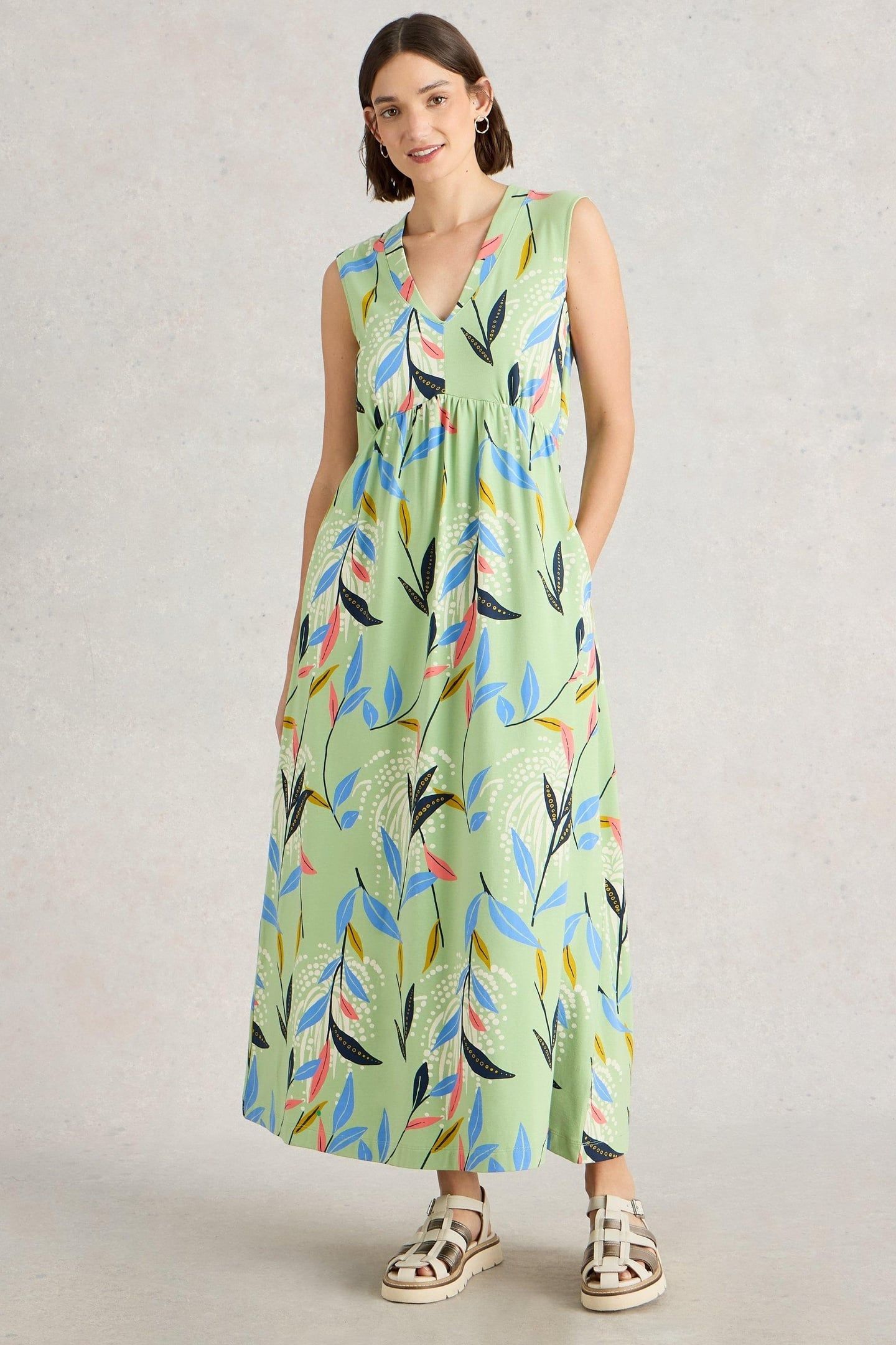 ARCHER JERSEY MAXI DRESS GREEN MULTI 3