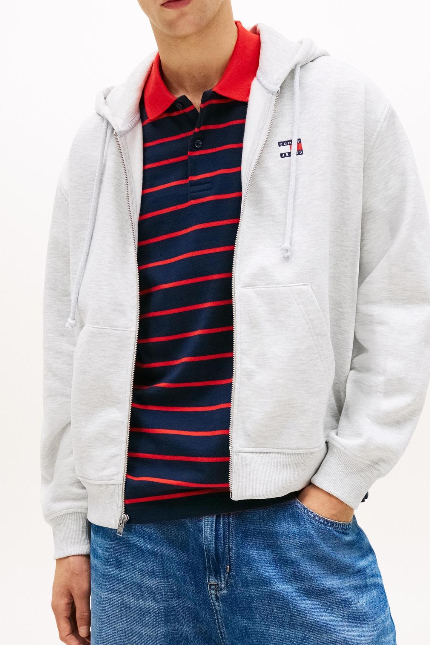 90S BADGE ZIP-THRU HOODIE ICE GREY HEATHER 1
