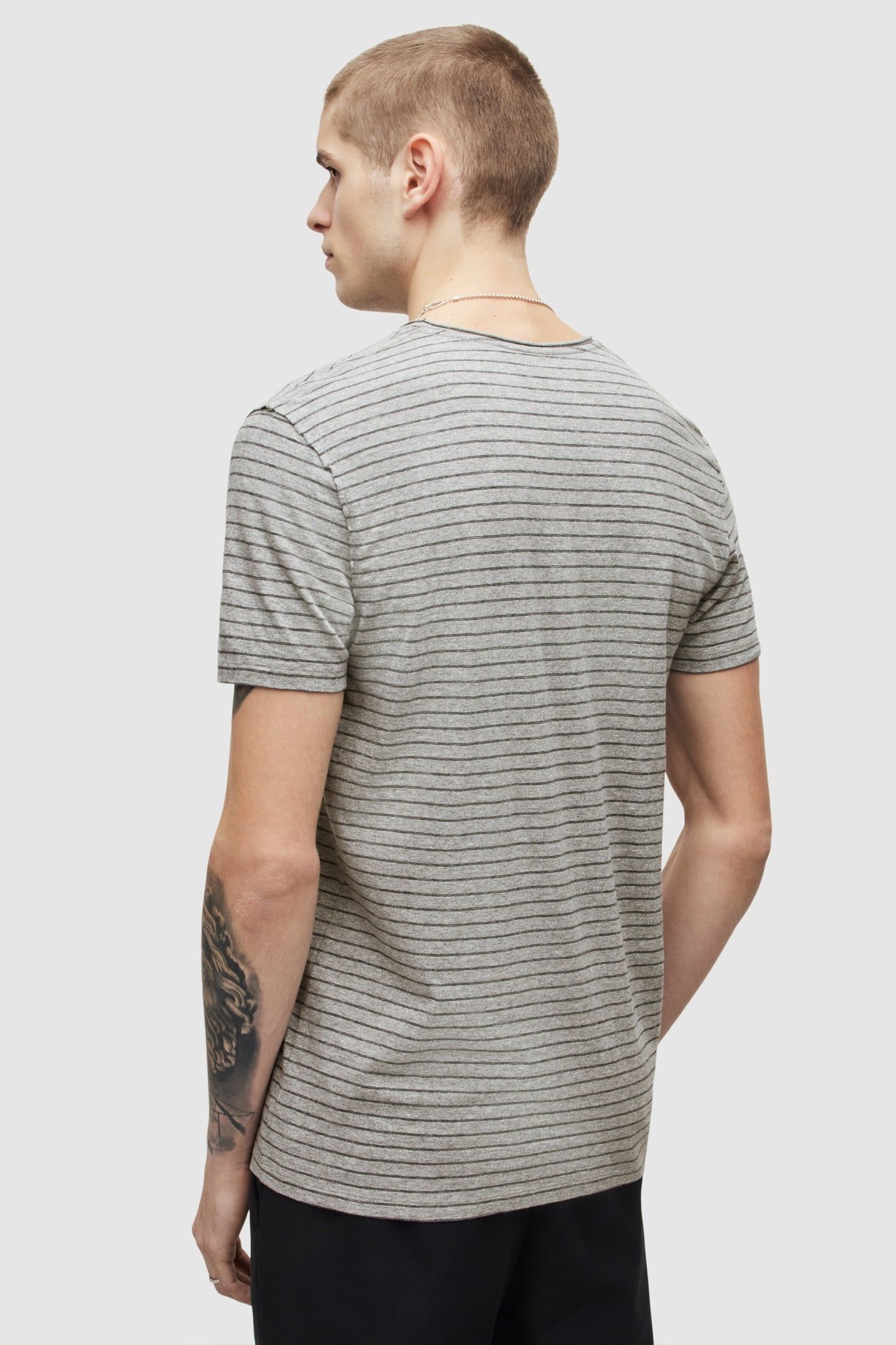 FIGURE STRIPE SS CRE GREY MARL/WSHD BLK 3