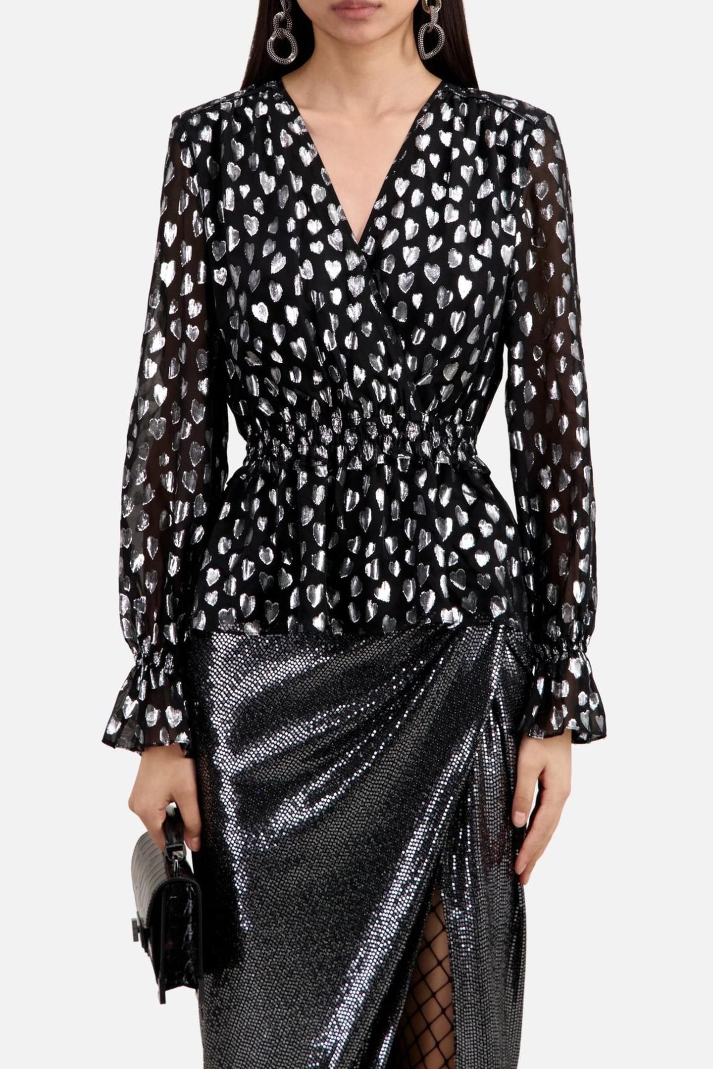 MACNHE LONG TOP W HEARTS AND ELASTIC WAIST BLACK SILVER 2