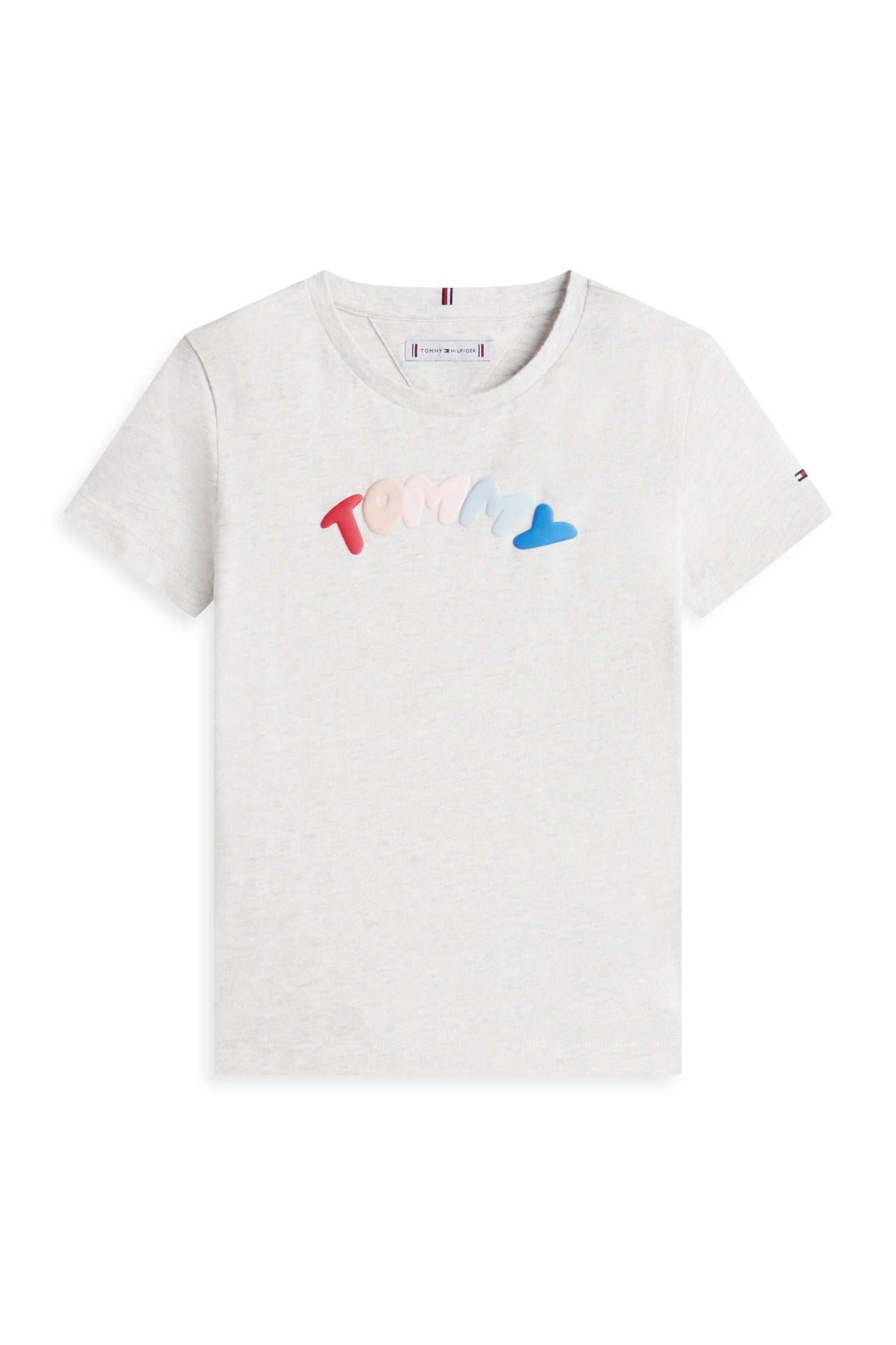 GIRLS TOMMY PUFF PRINT TEE LIGHT GREY HEATHER 4