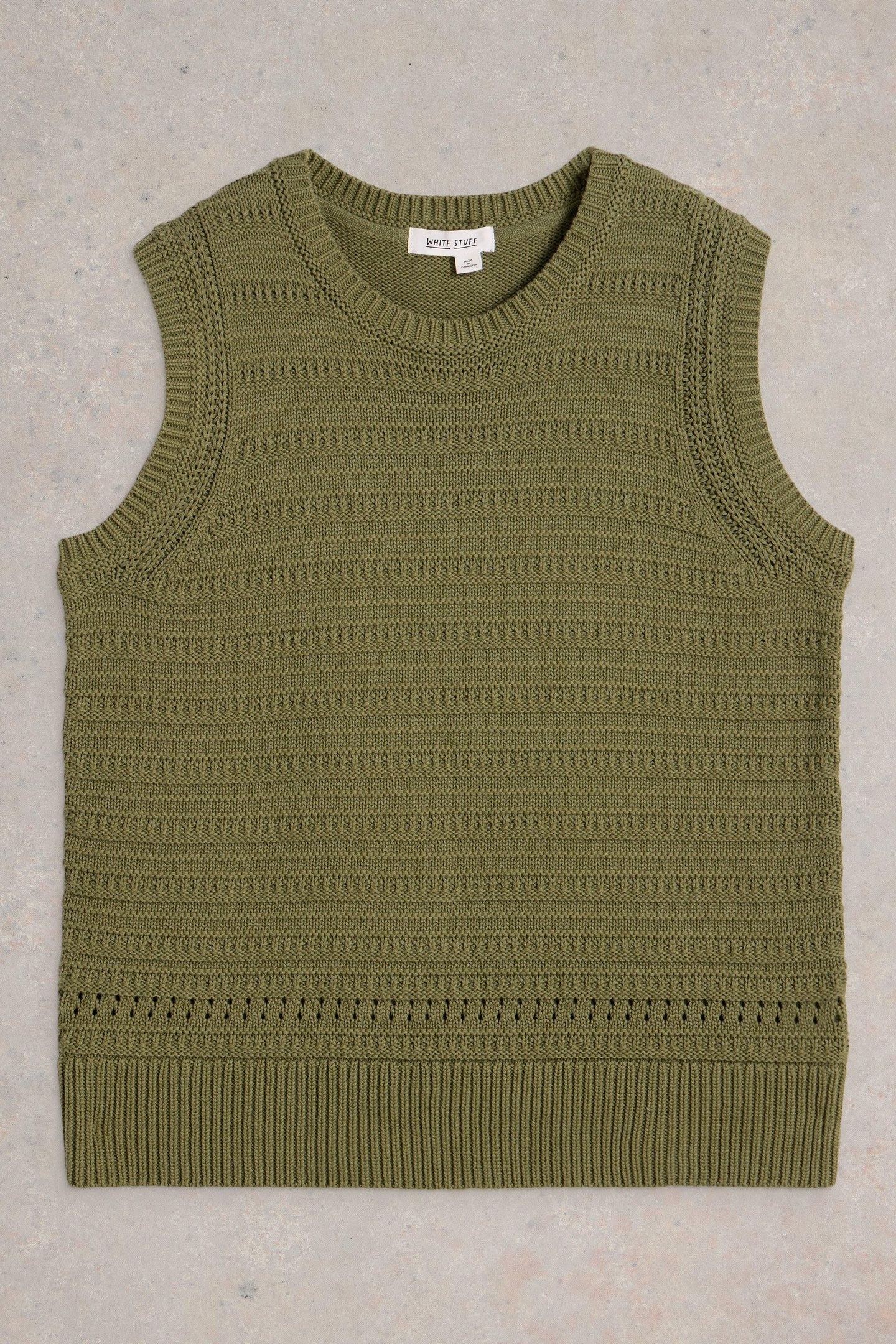 STITCHY COTTON TANK KHAKI GREEN 4