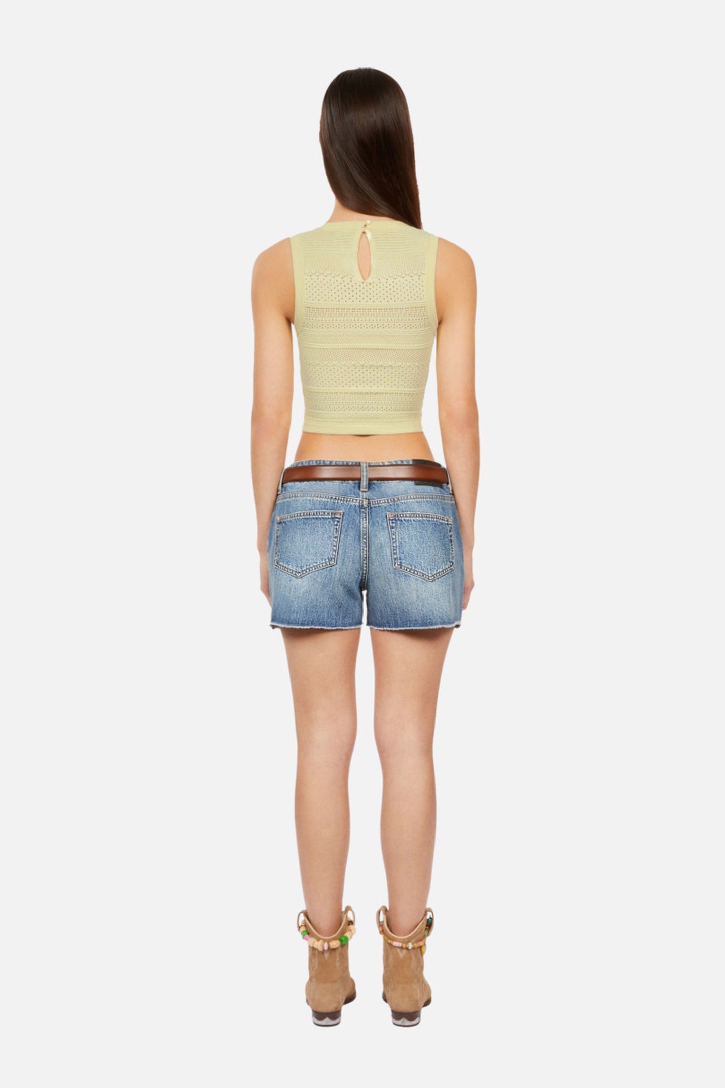 SLEEVELESS TOP WITH STITCHING DETAILS BRIGHT YELLOW 4