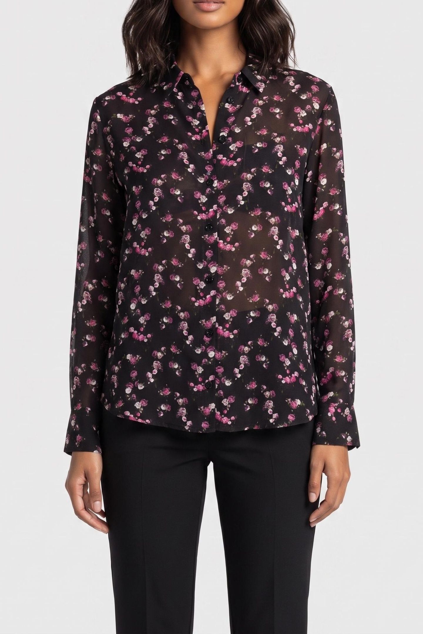 LONG-SLEEVED SHIRT W CLASSIC COLLAR BLACK 1