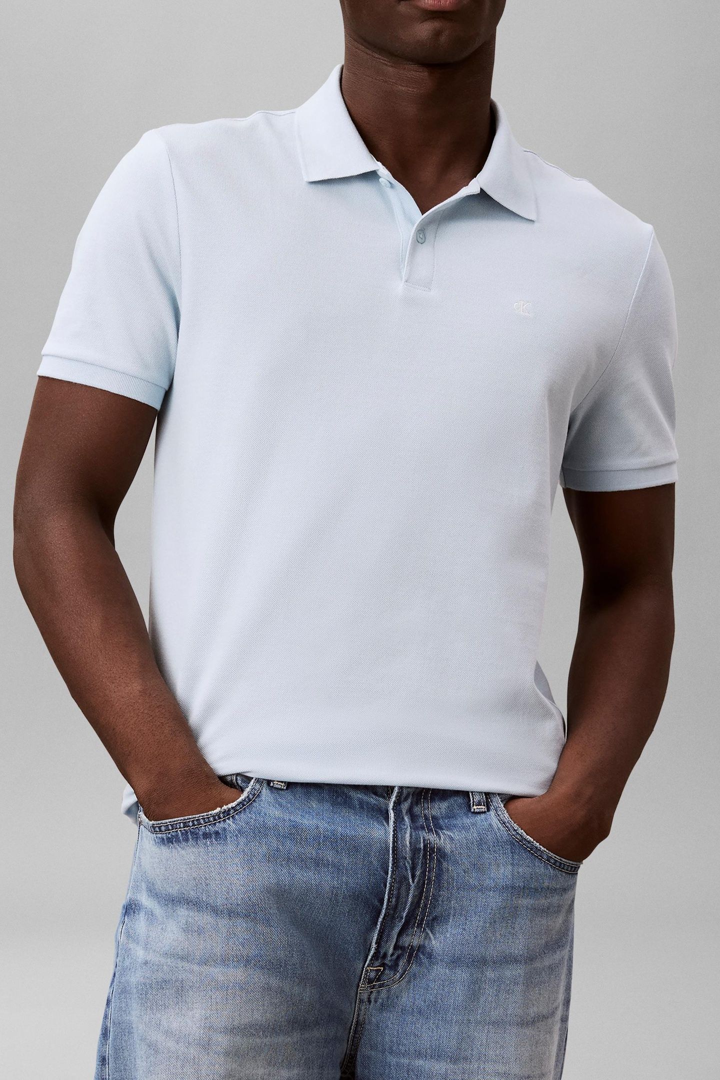 SHORT SLEEVE MONOGRAM PIQUE POLO WINTER SKY 2